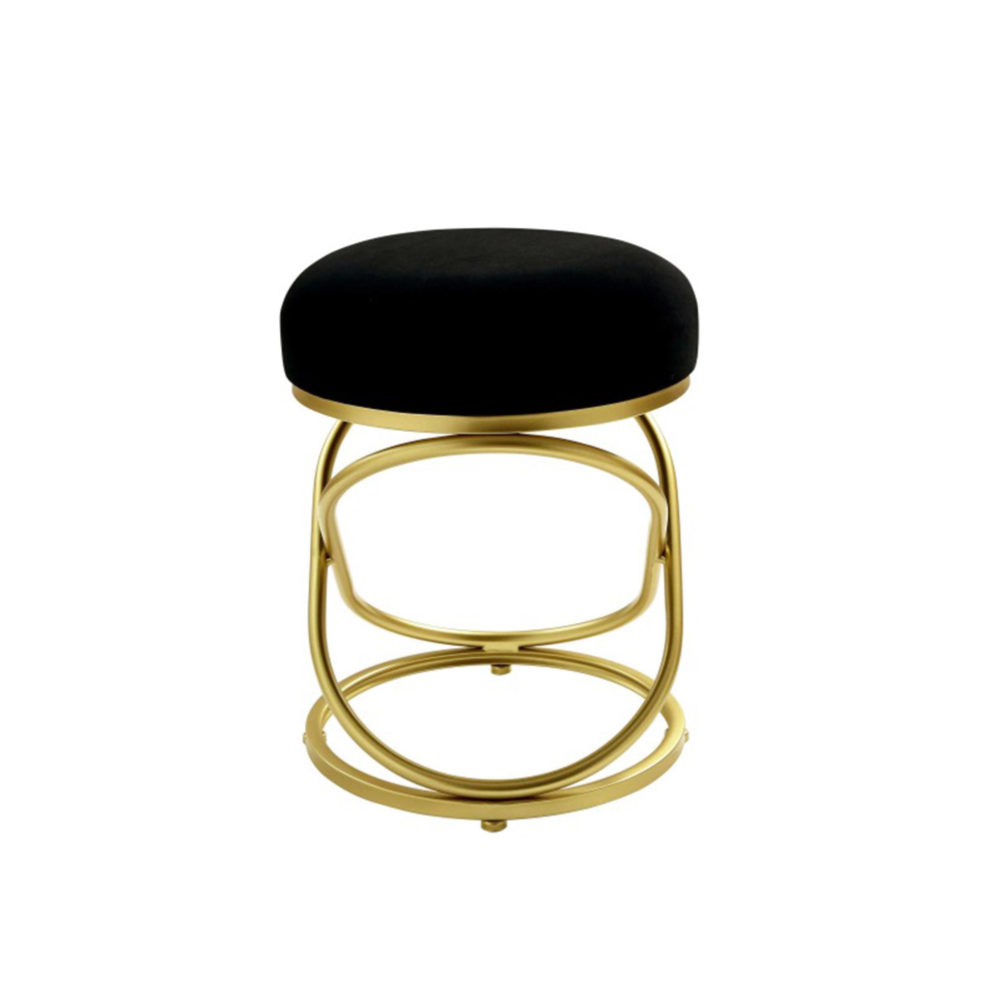 Rizzo Stool - Round - Black Velvet Fabric