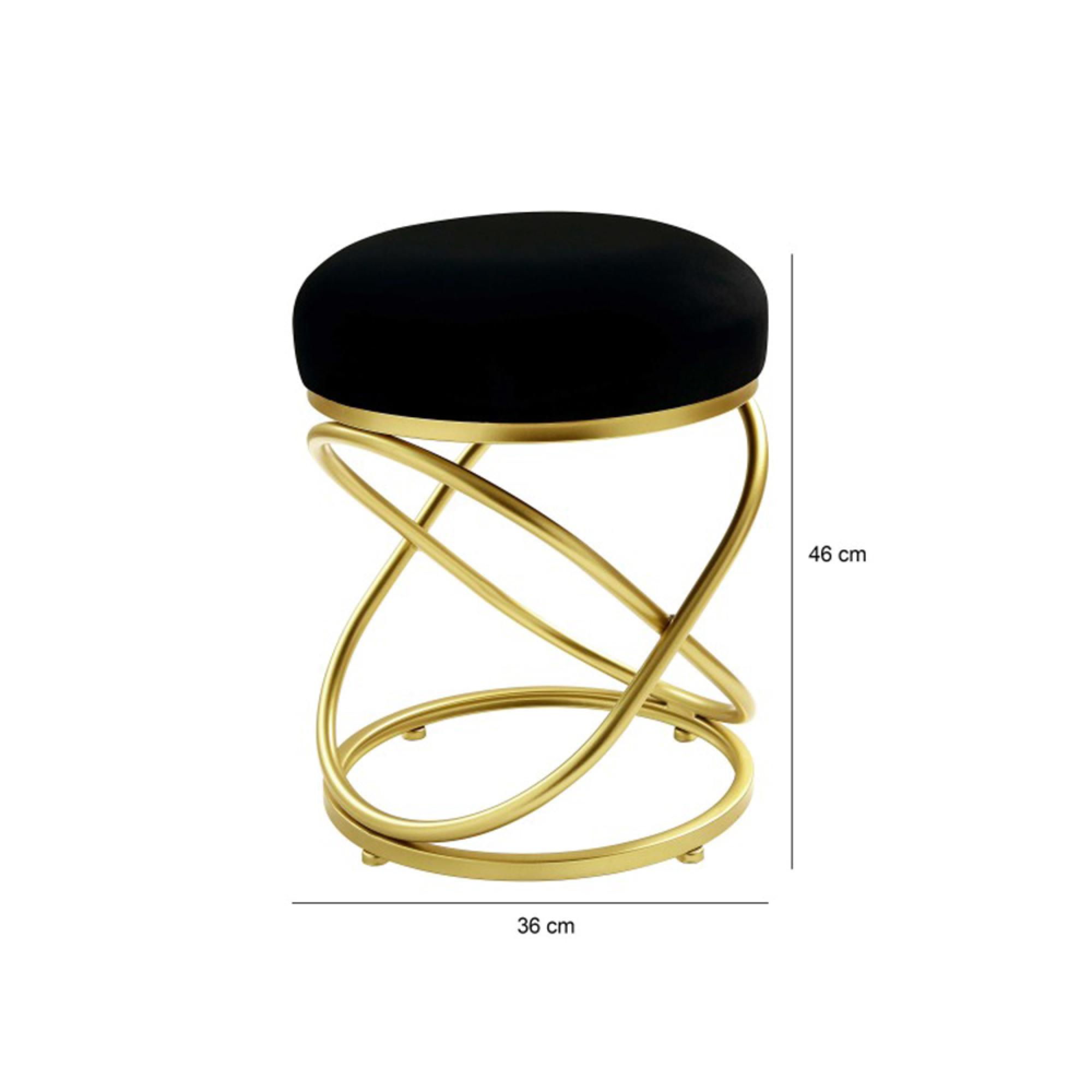Rizzo Stool - Round - Black Velvet Fabric