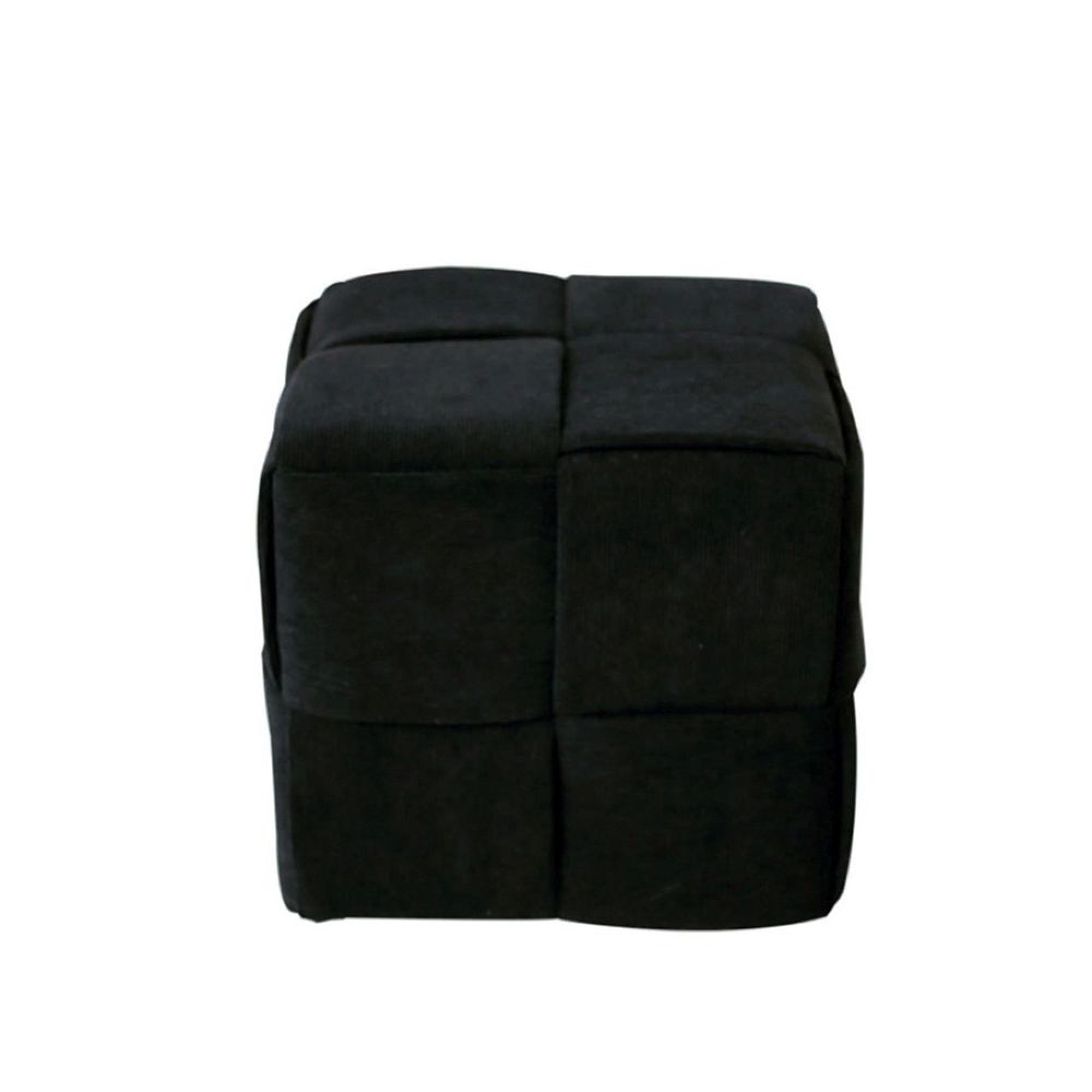 Ottoman Stool - Square - Black Velvet Fabric