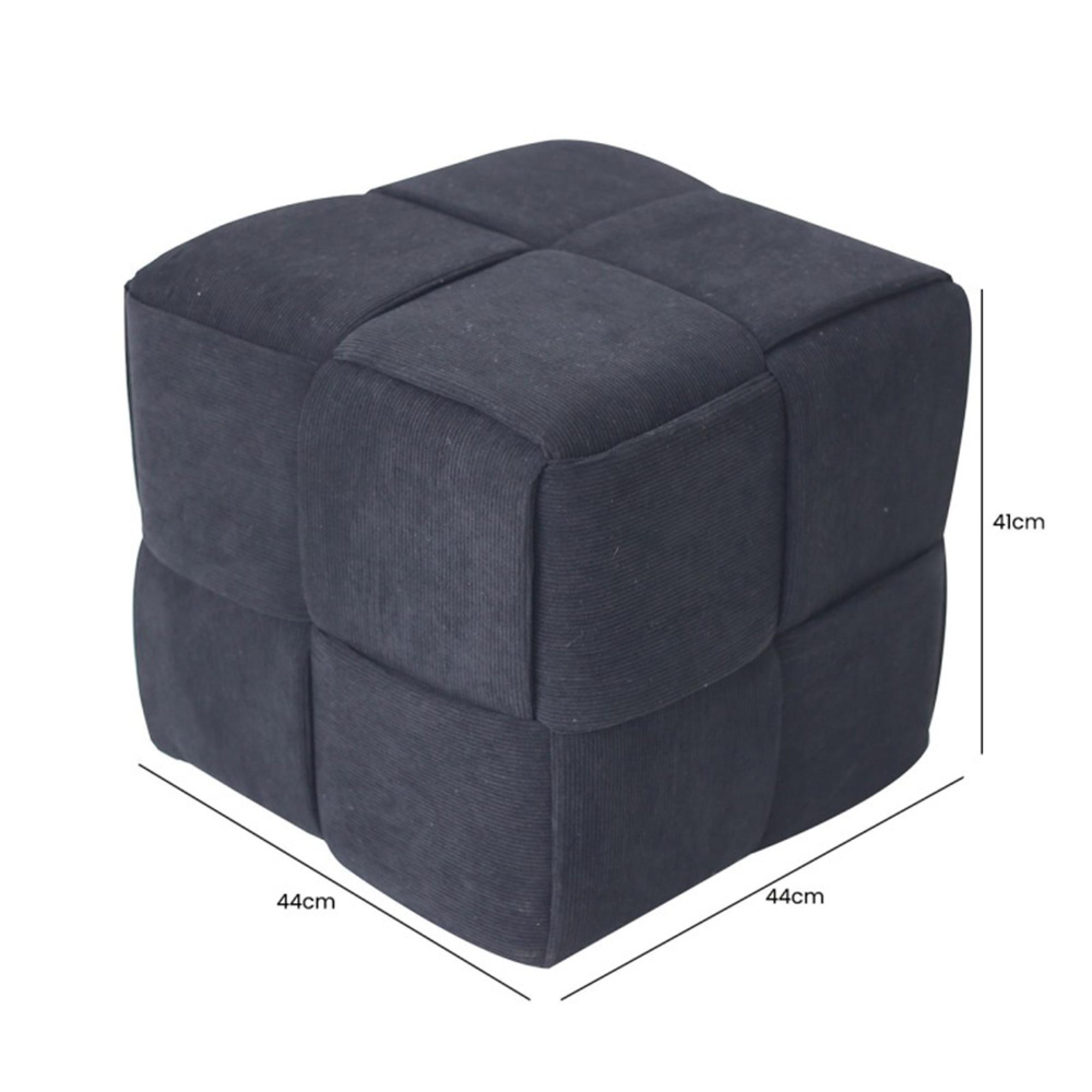 Ottoman Stool - Square - Black Velvet Fabric