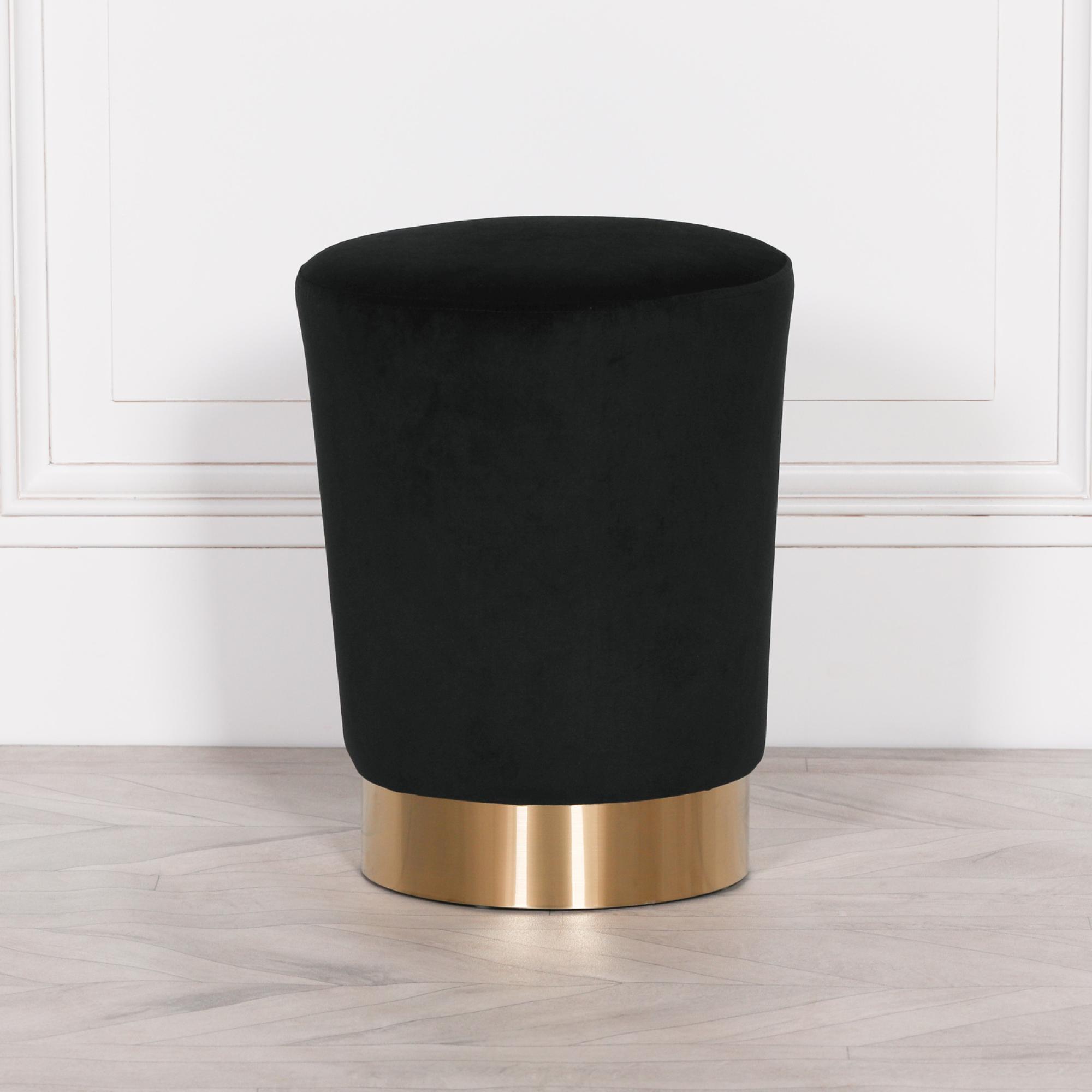 Round Stool - Black Velvet