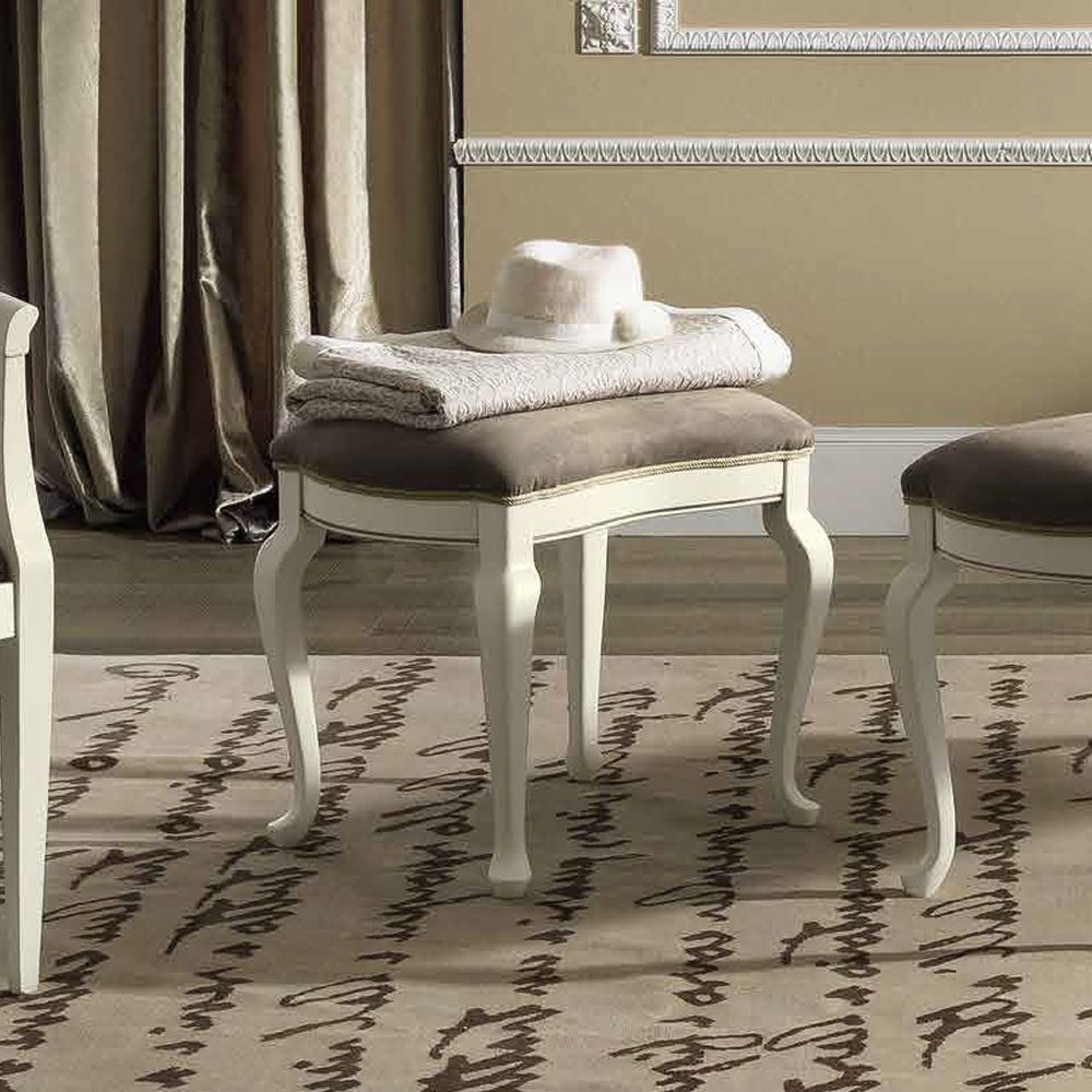 Nostalgia Dressing Stool - Padded - Leather - Bianco Antico