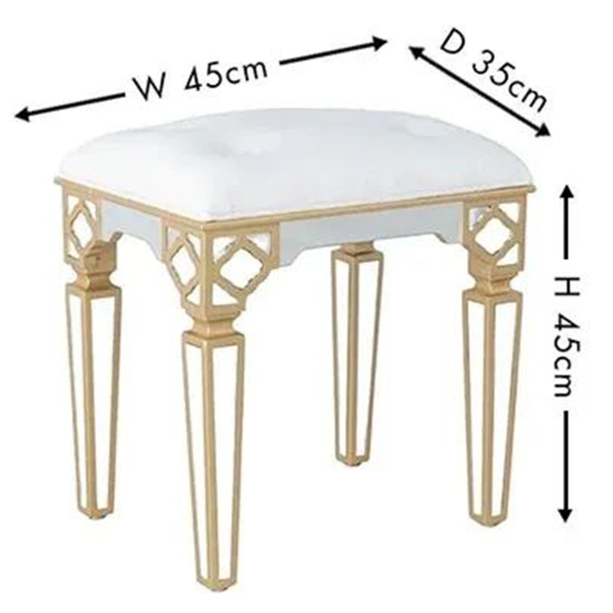 Casablanca Stool - Mirrored - Gold Trim