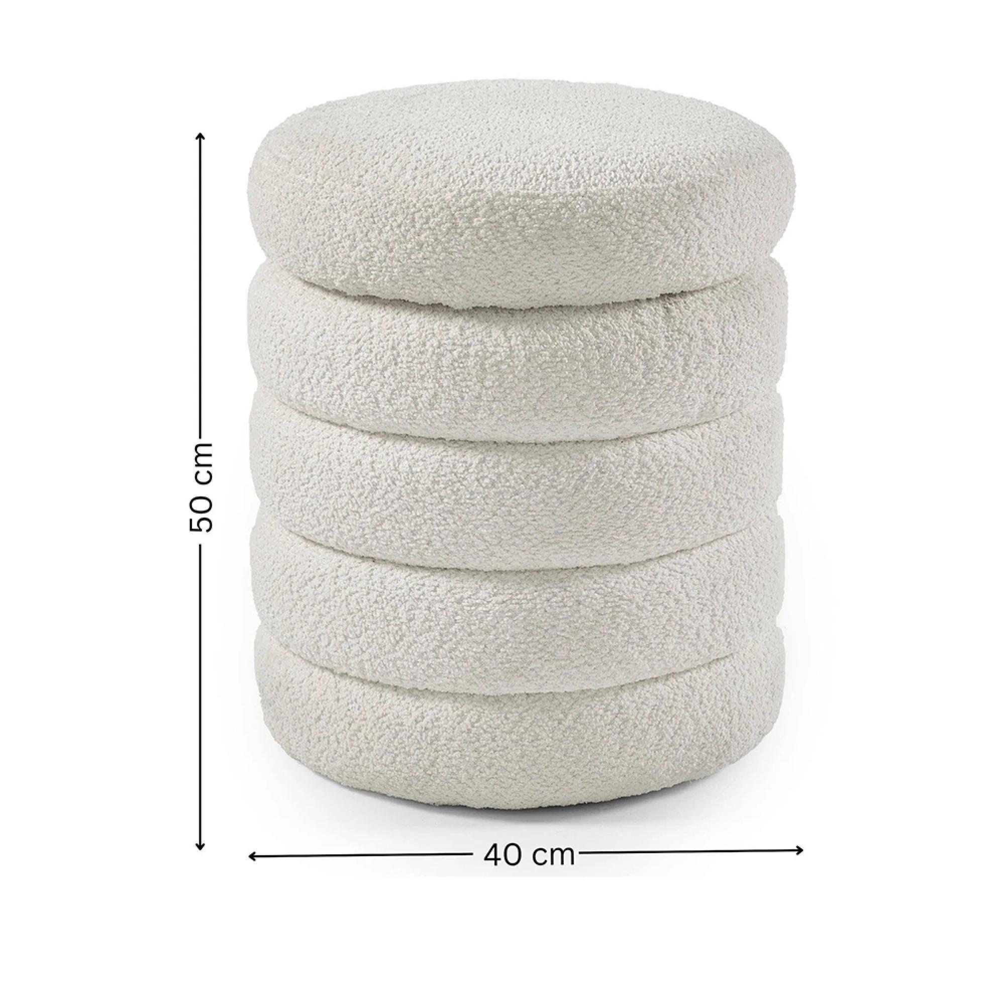 Hailey Ivory Boucle Round Storage Ottoman