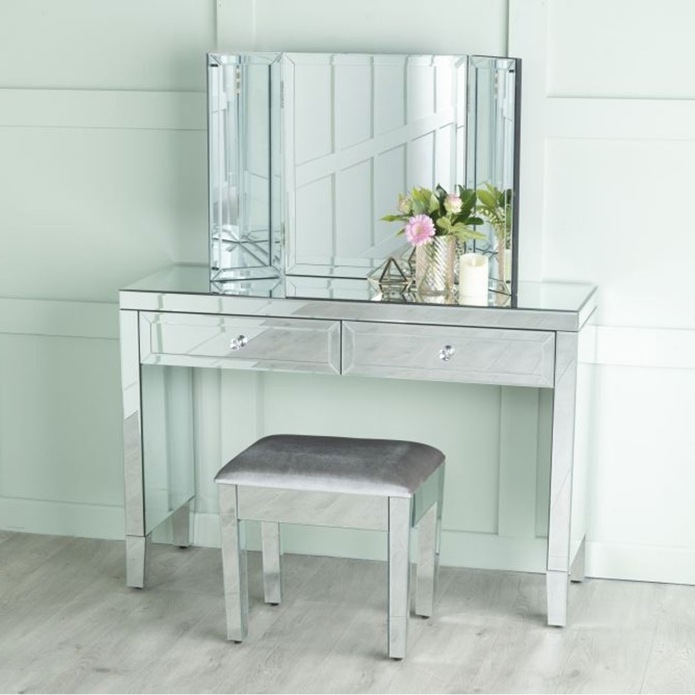 Lucia Dressing Stool - Mirrored