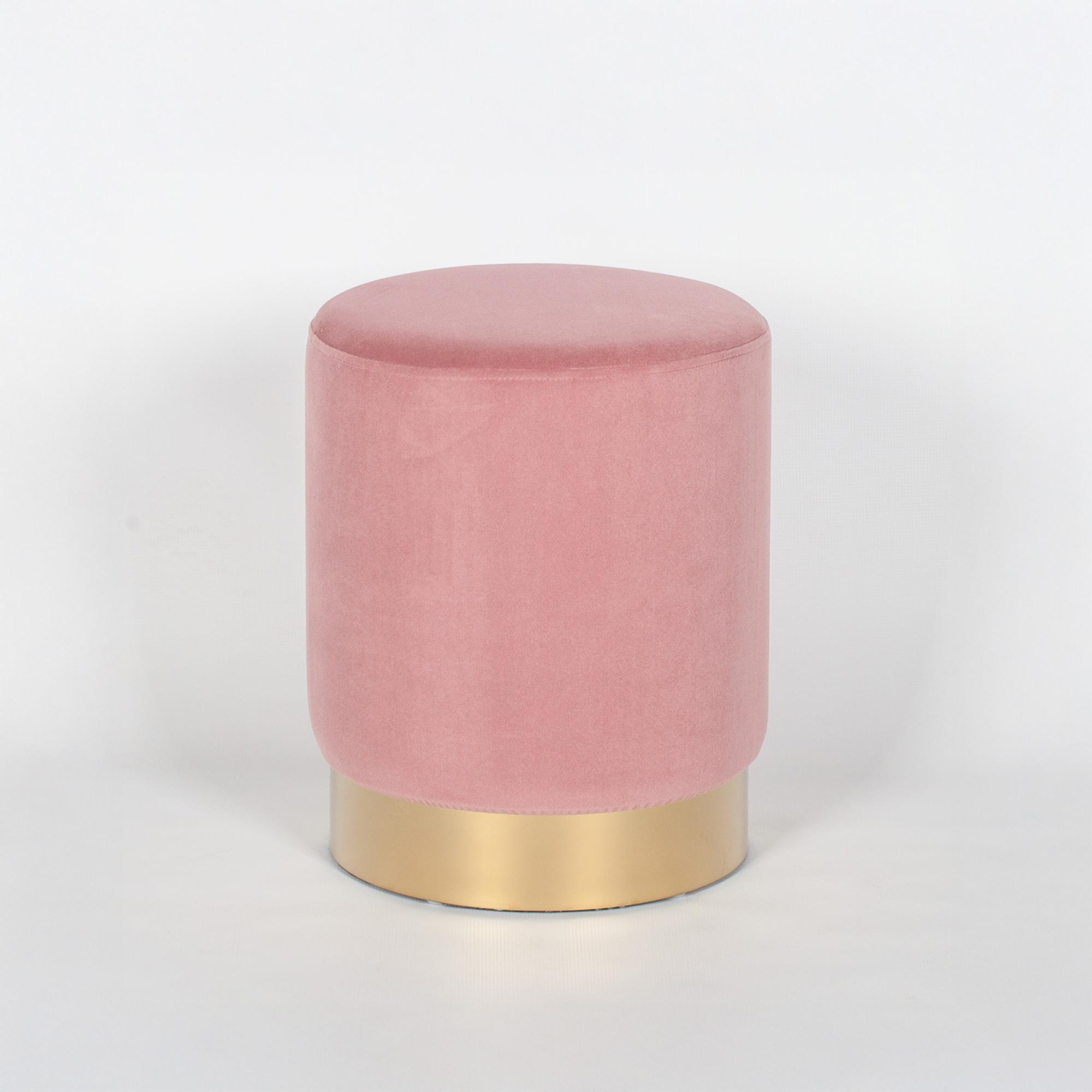 Round Stool - Pink Velvet