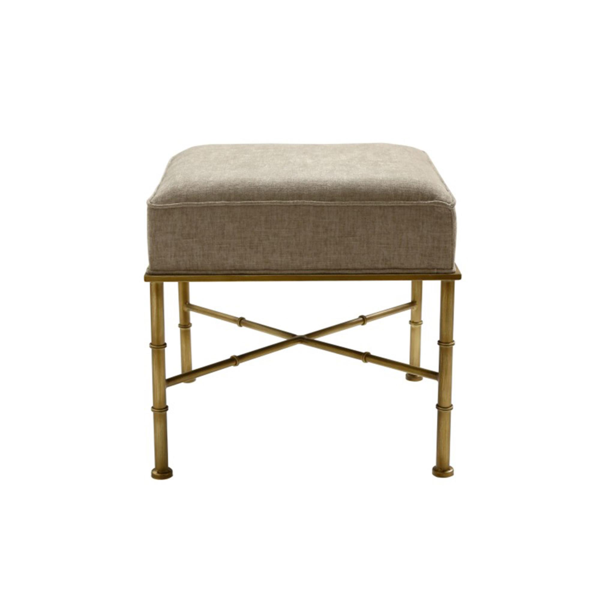 Ottoman Stool - Square - Taupe Linen Fabric
