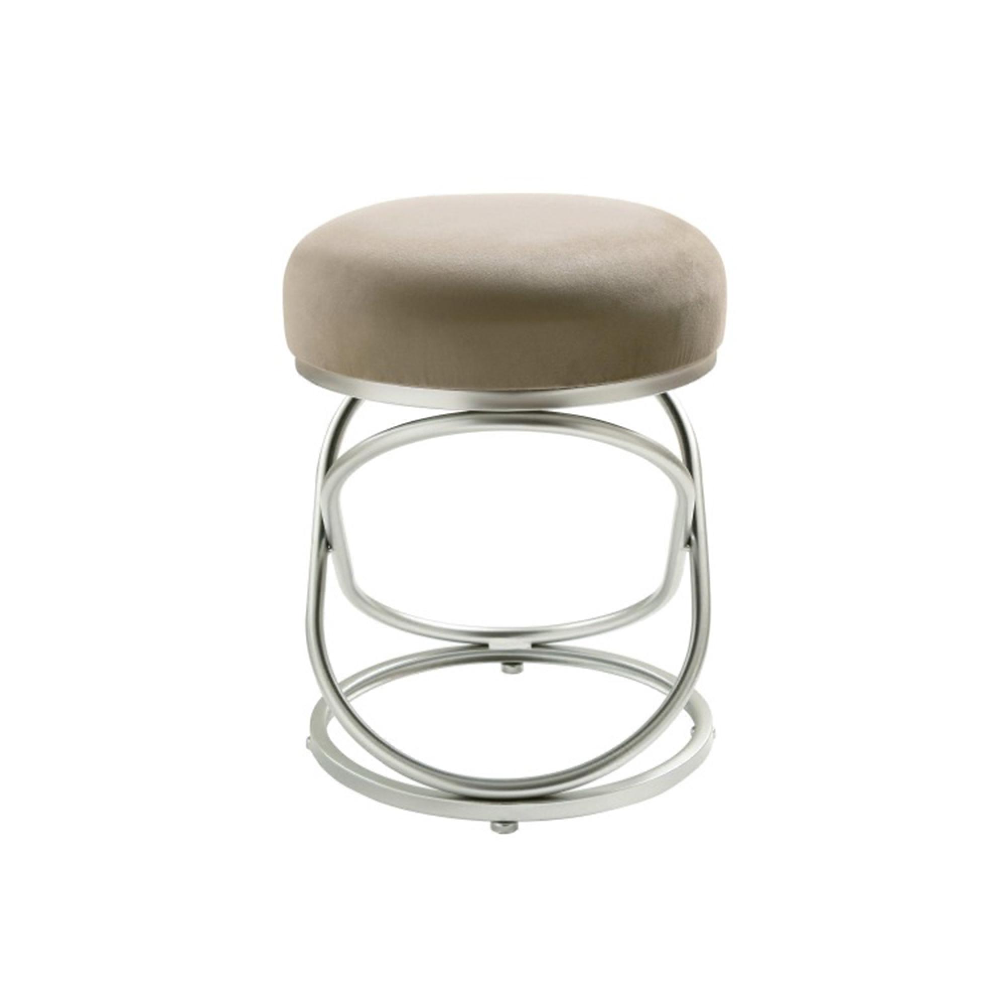 Rizzo Stool - Round - Taupe Velvet Fabric