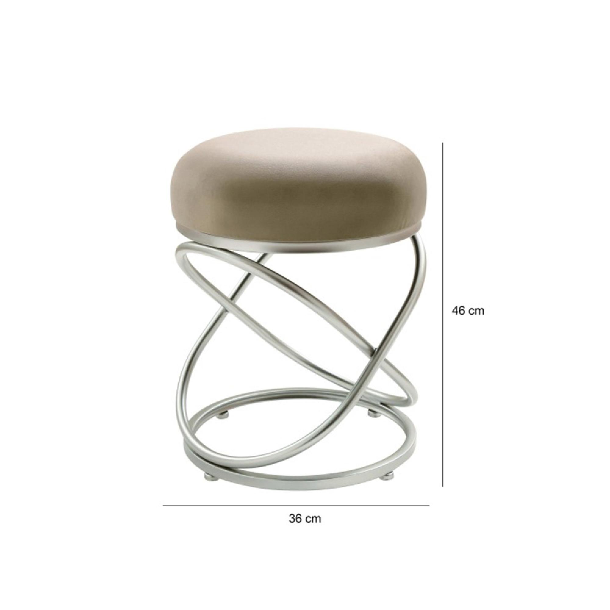 Rizzo Stool - Round - Taupe Velvet Fabric