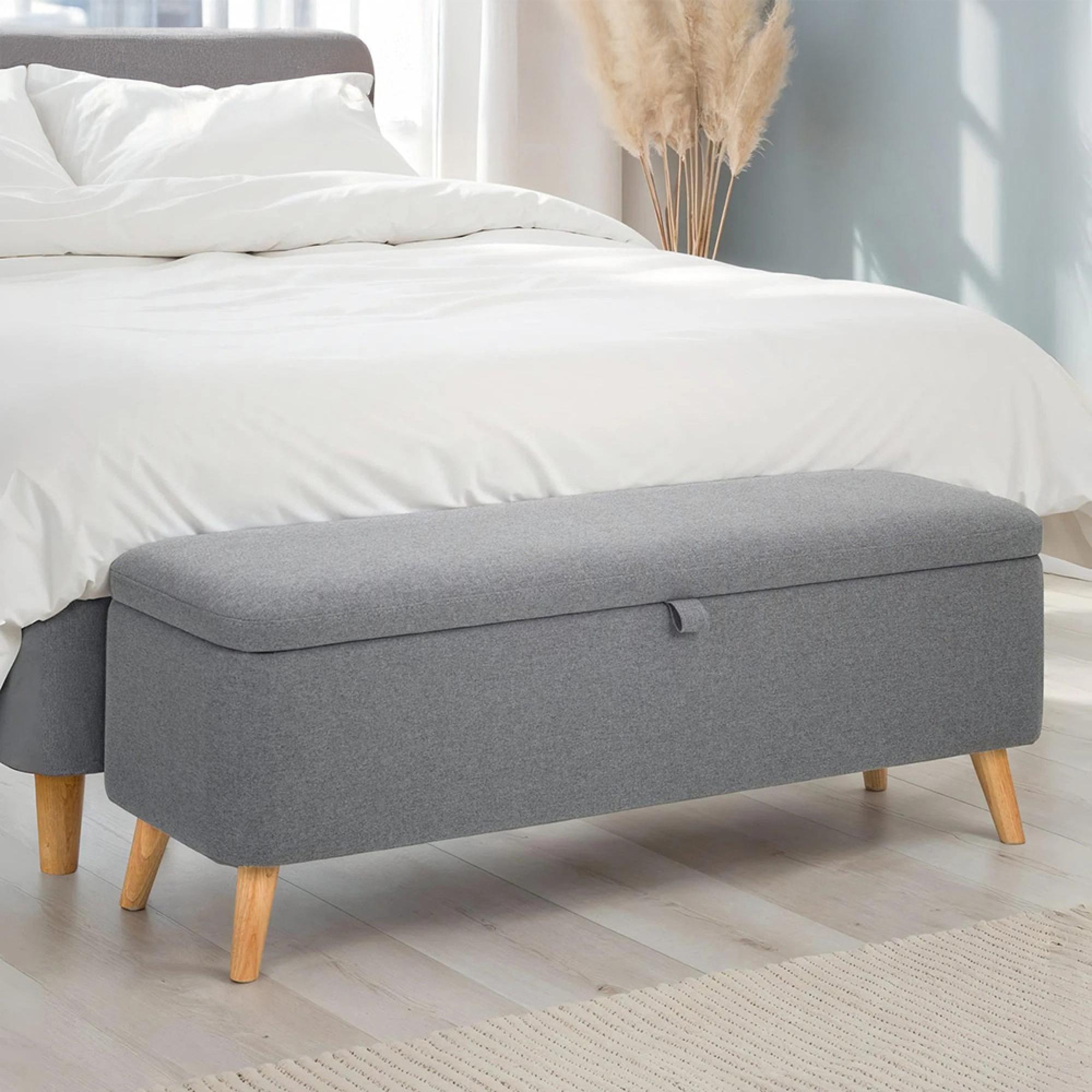 Astrid Blanket Box - Grey Fabric