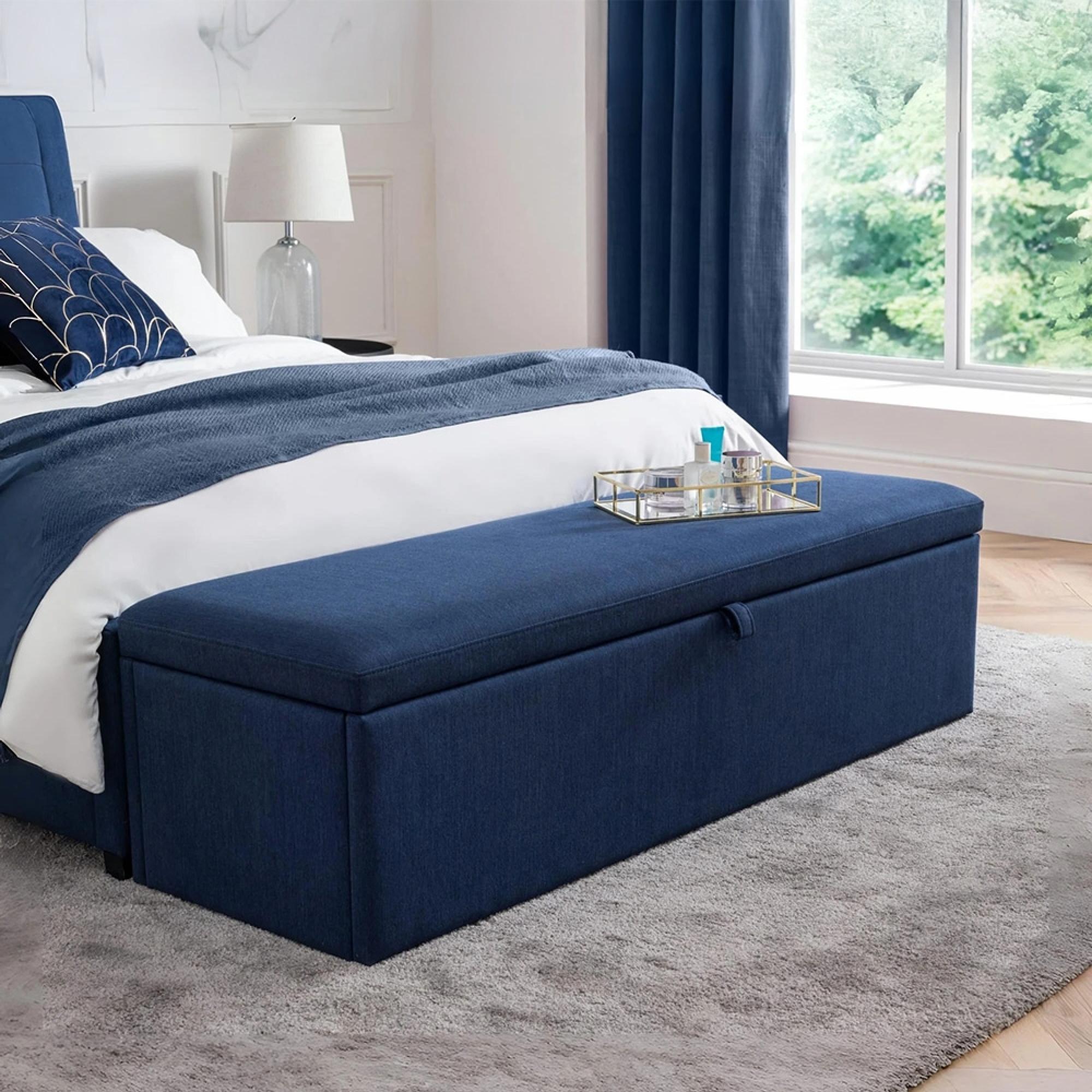 Sorrento Blanket Box - Blue Fabric