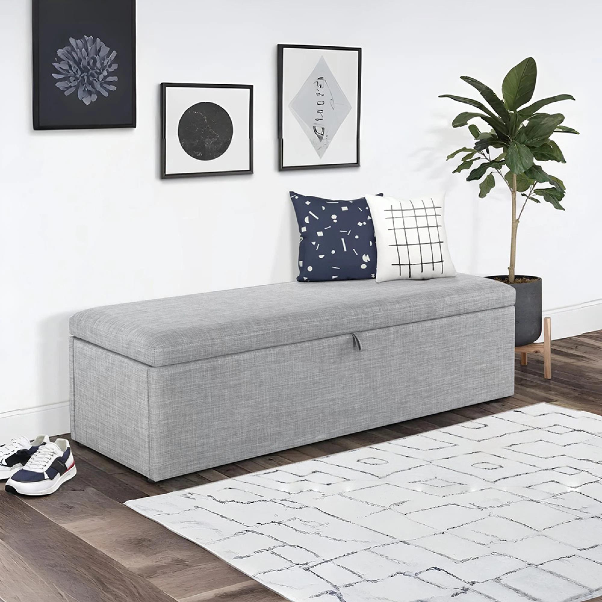 Sorrento Blanket Box - Light Grey Fabric