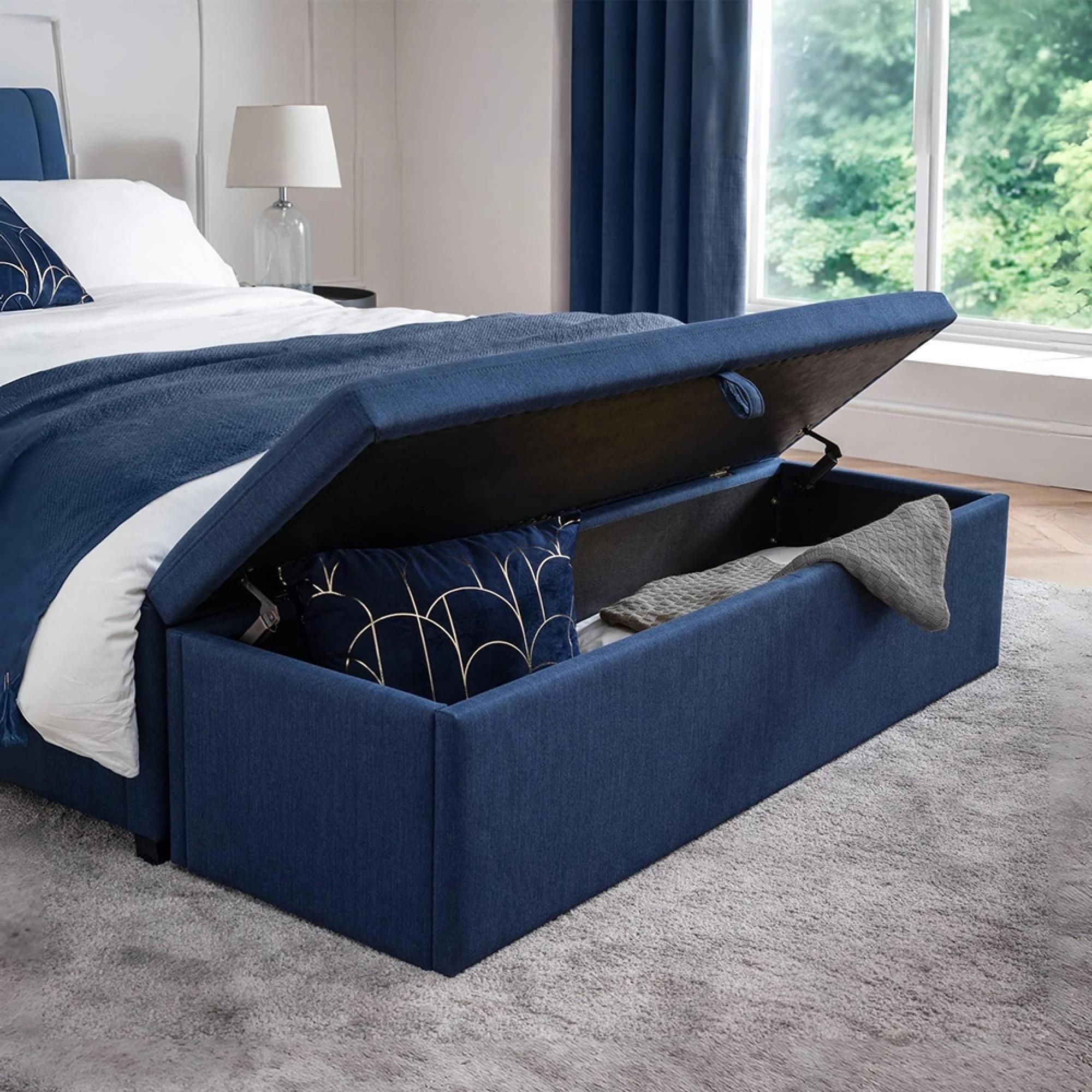 Sorrento Blanket Box - Blue Fabric