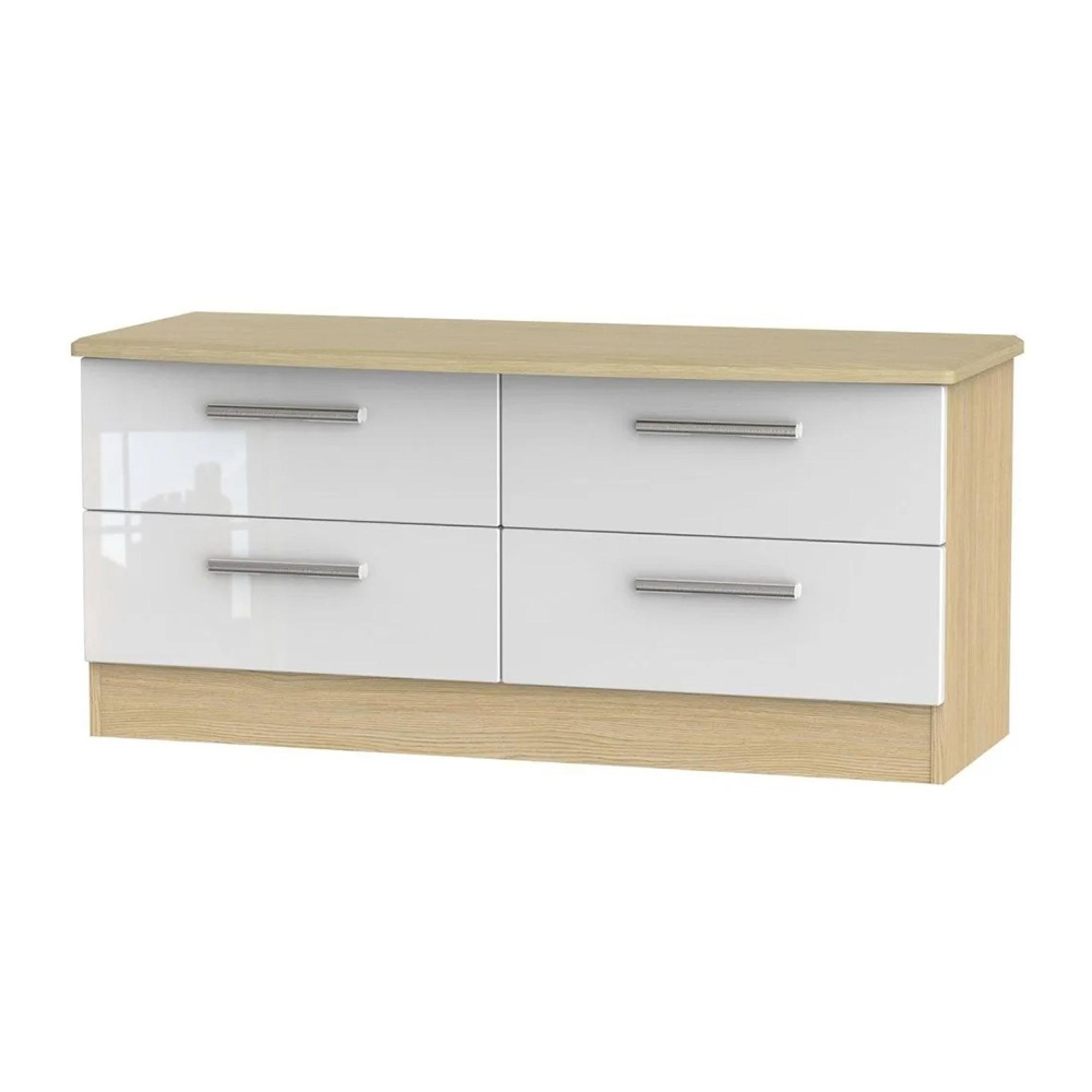 Knightsbridge Bed Box - White Gloss and Light Oak