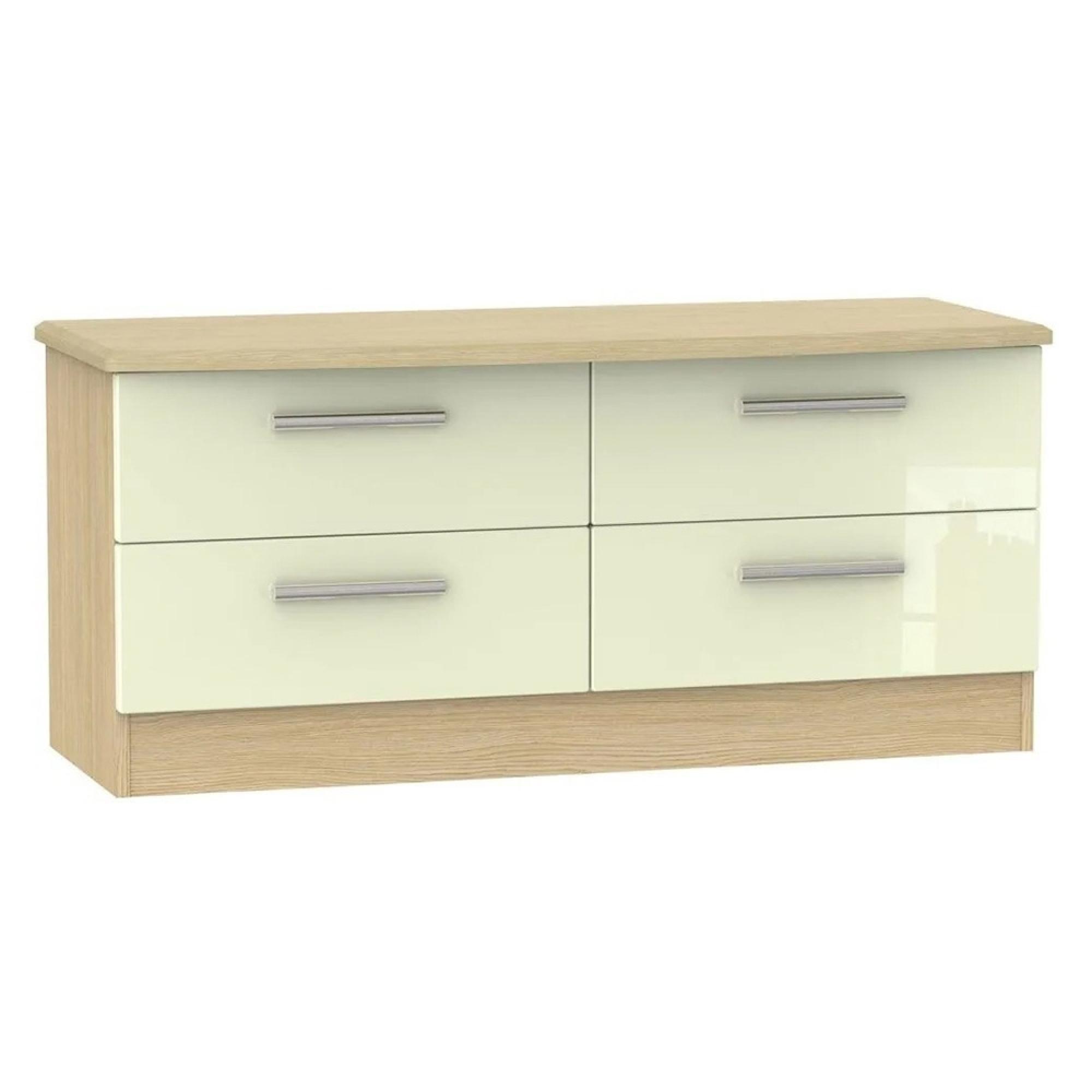 Knightsbridge Bed Box - Cream Gloss and Light Oak