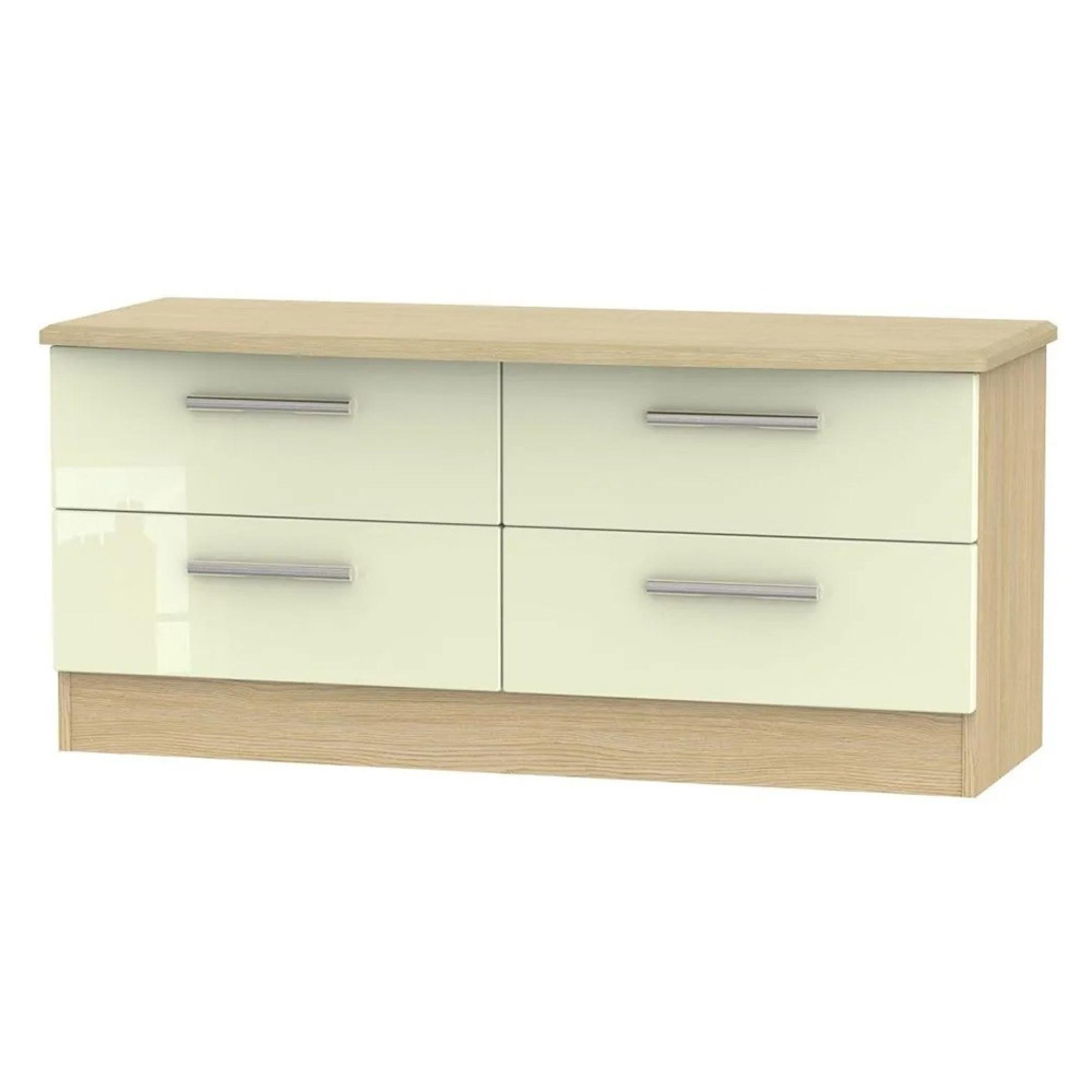 Knightsbridge Bed Box - Cream Gloss and Light Oak