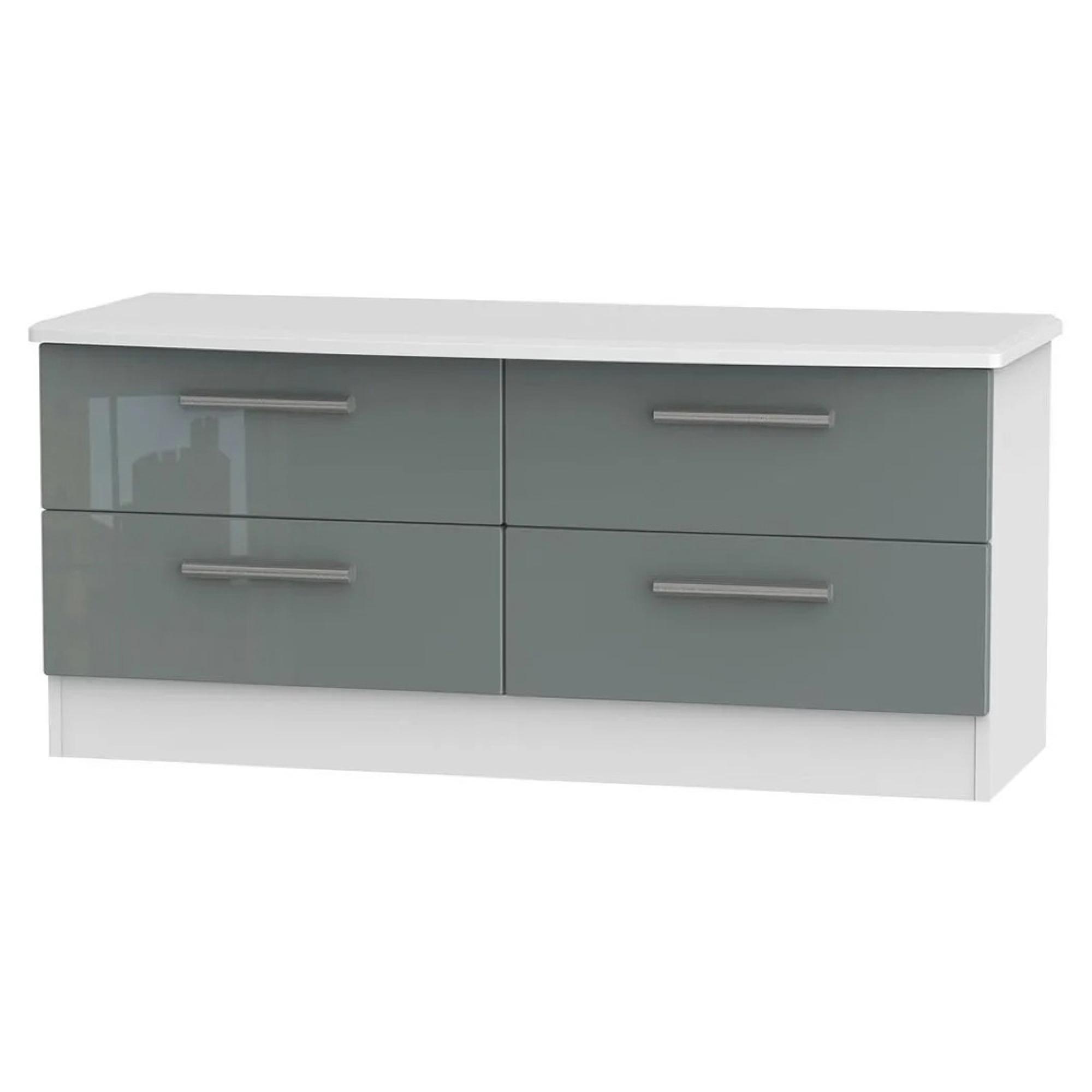 Knightsbridge Bed Box - Grey Gloss and White