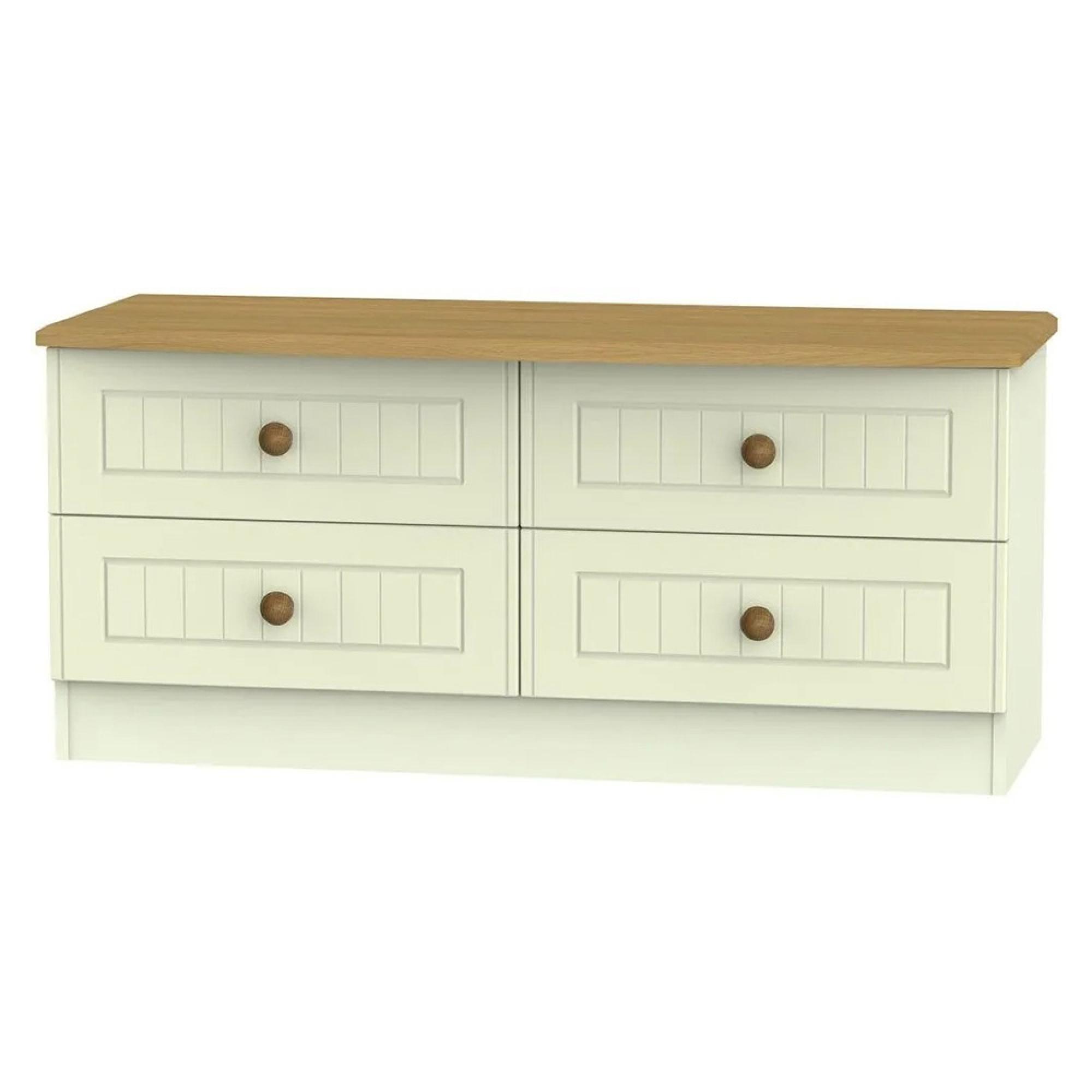 Warwick Bed Box - Cream and Oak