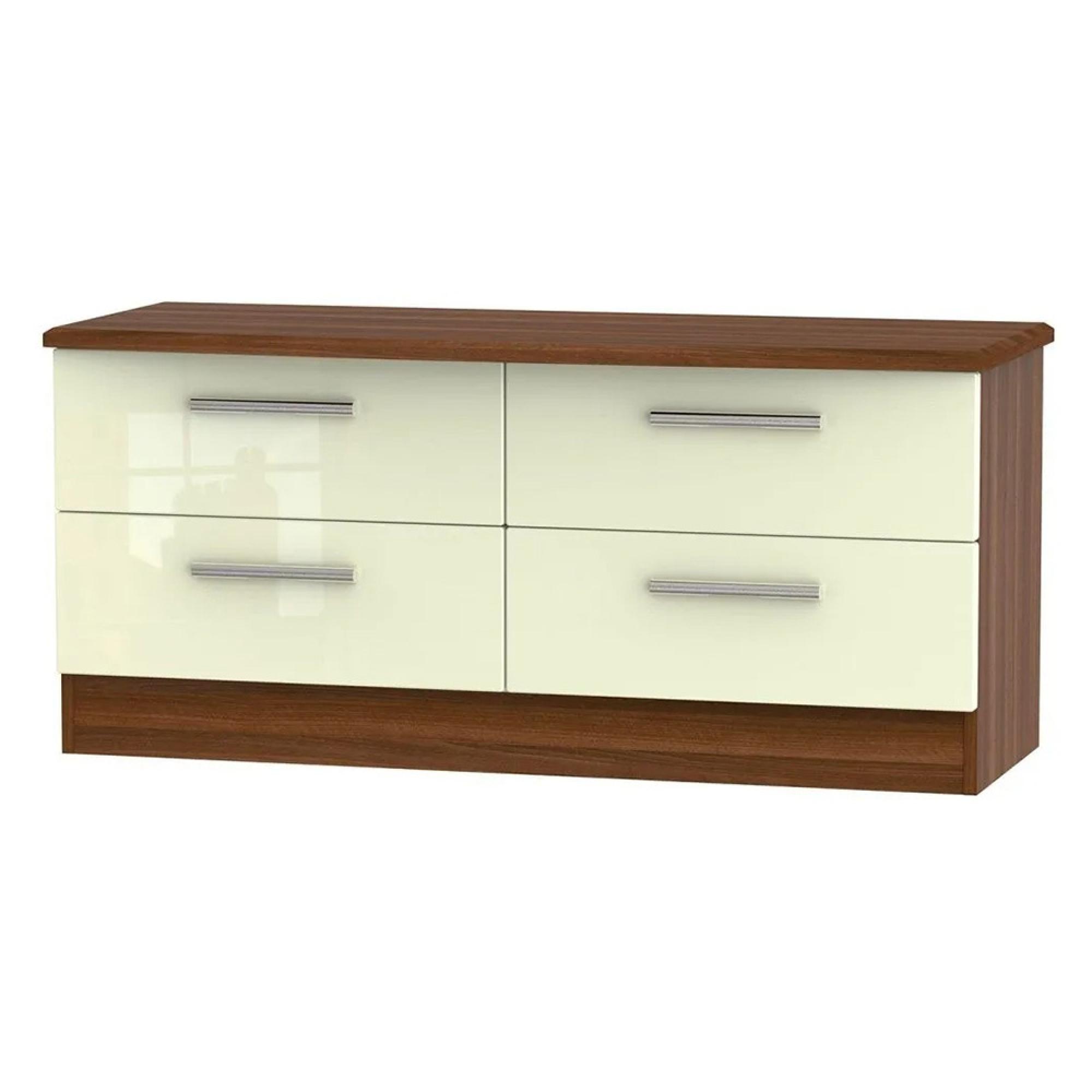 Knightsbridge Bed Box - Cream Gloss and Walnut