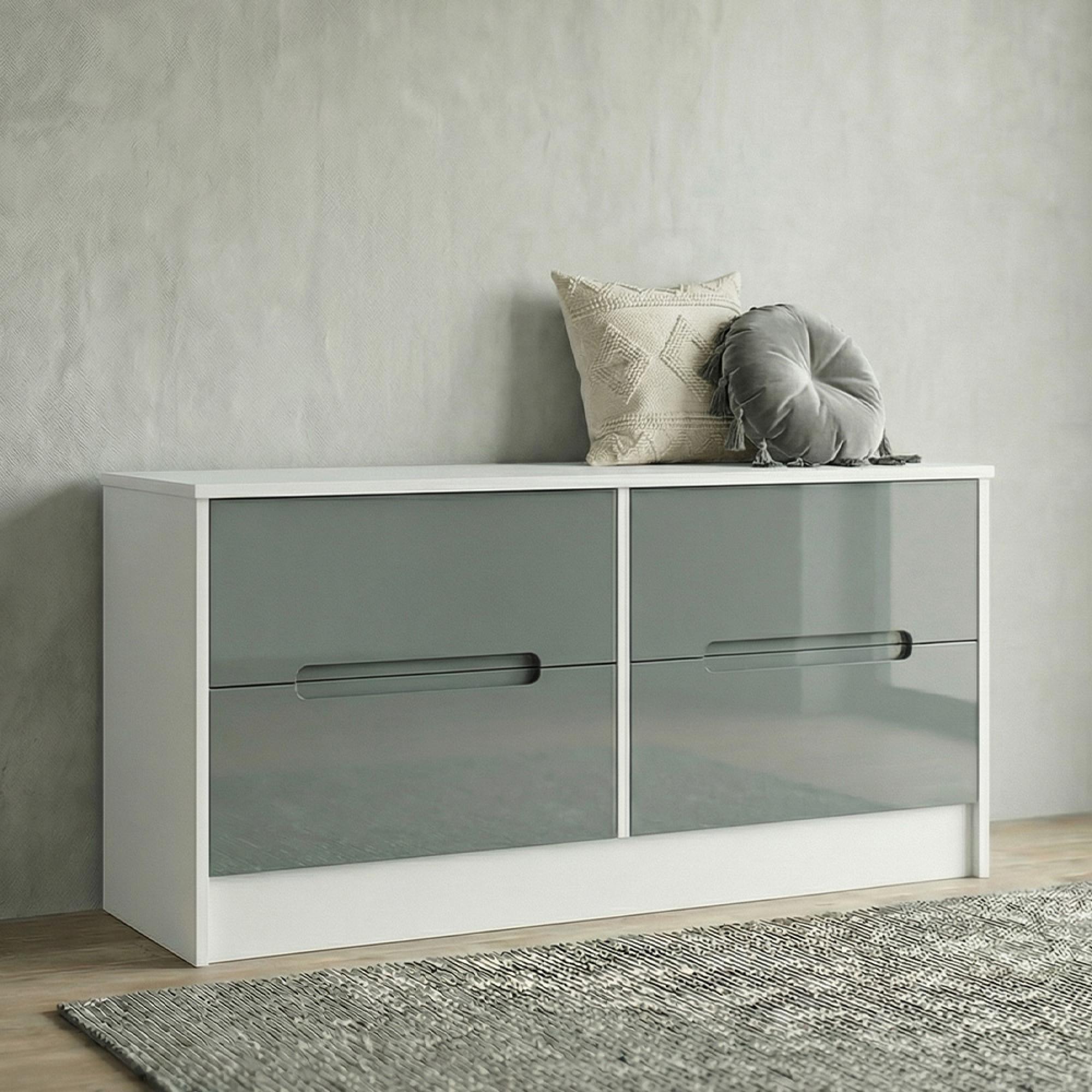 Monaco Bed Box - Grey Gloss and White