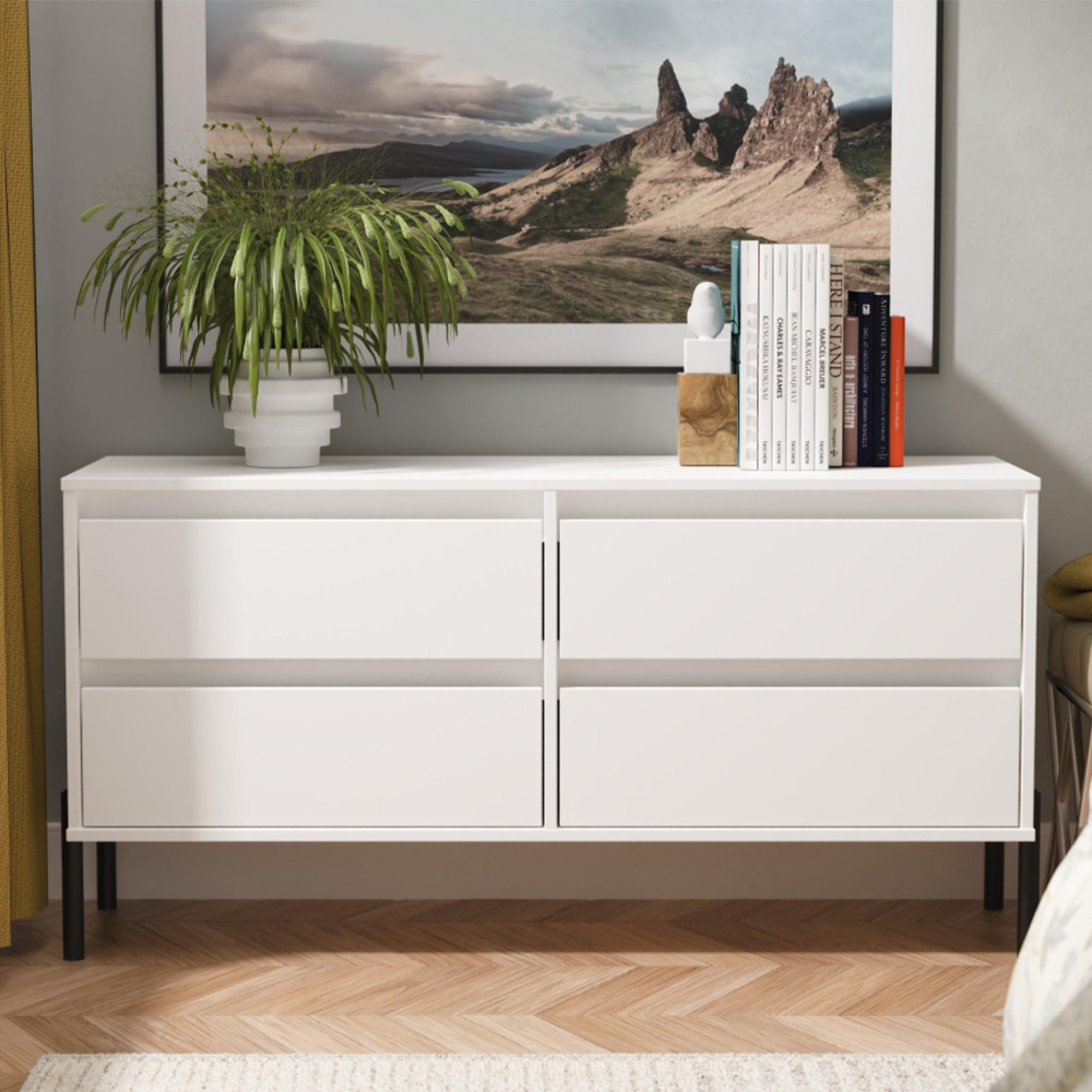 Leona Bed Box - 4 Drawer - White Matt