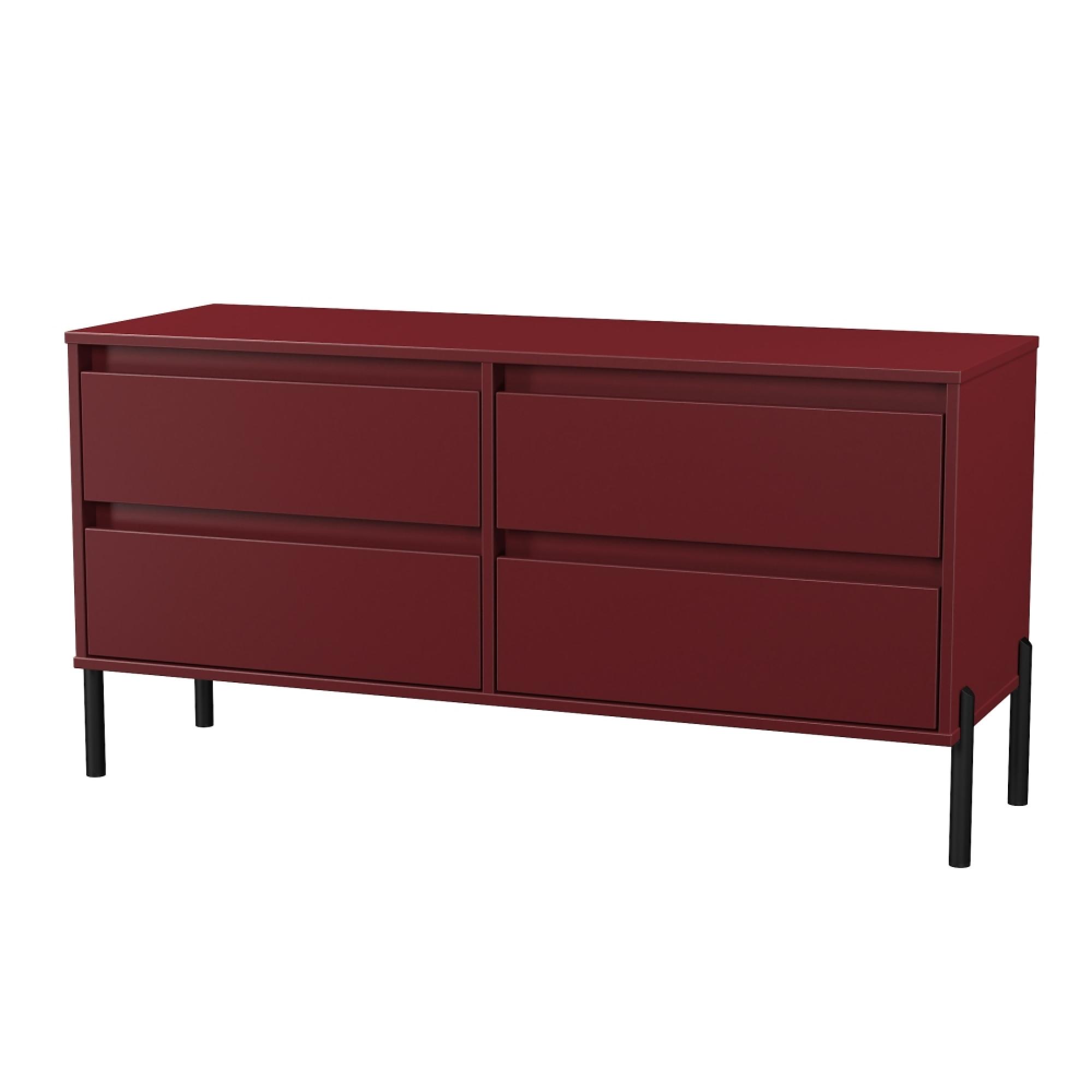 Leona Bed Box - 4 Drawer - Red Matt