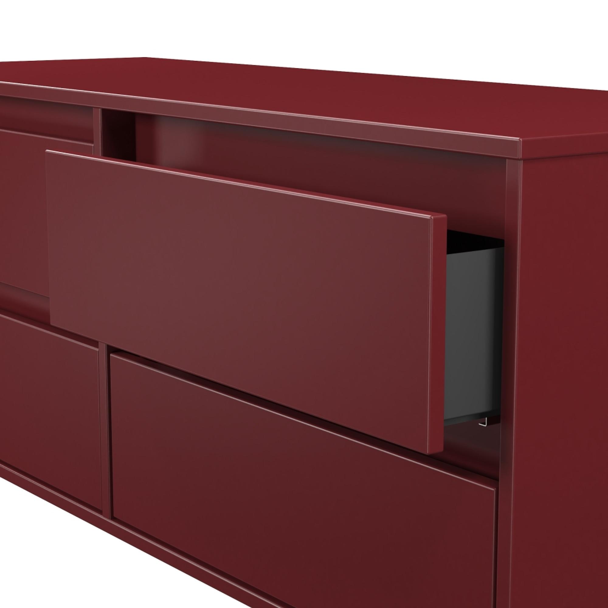 Leona Bed Box - 4 Drawer - Red Matt