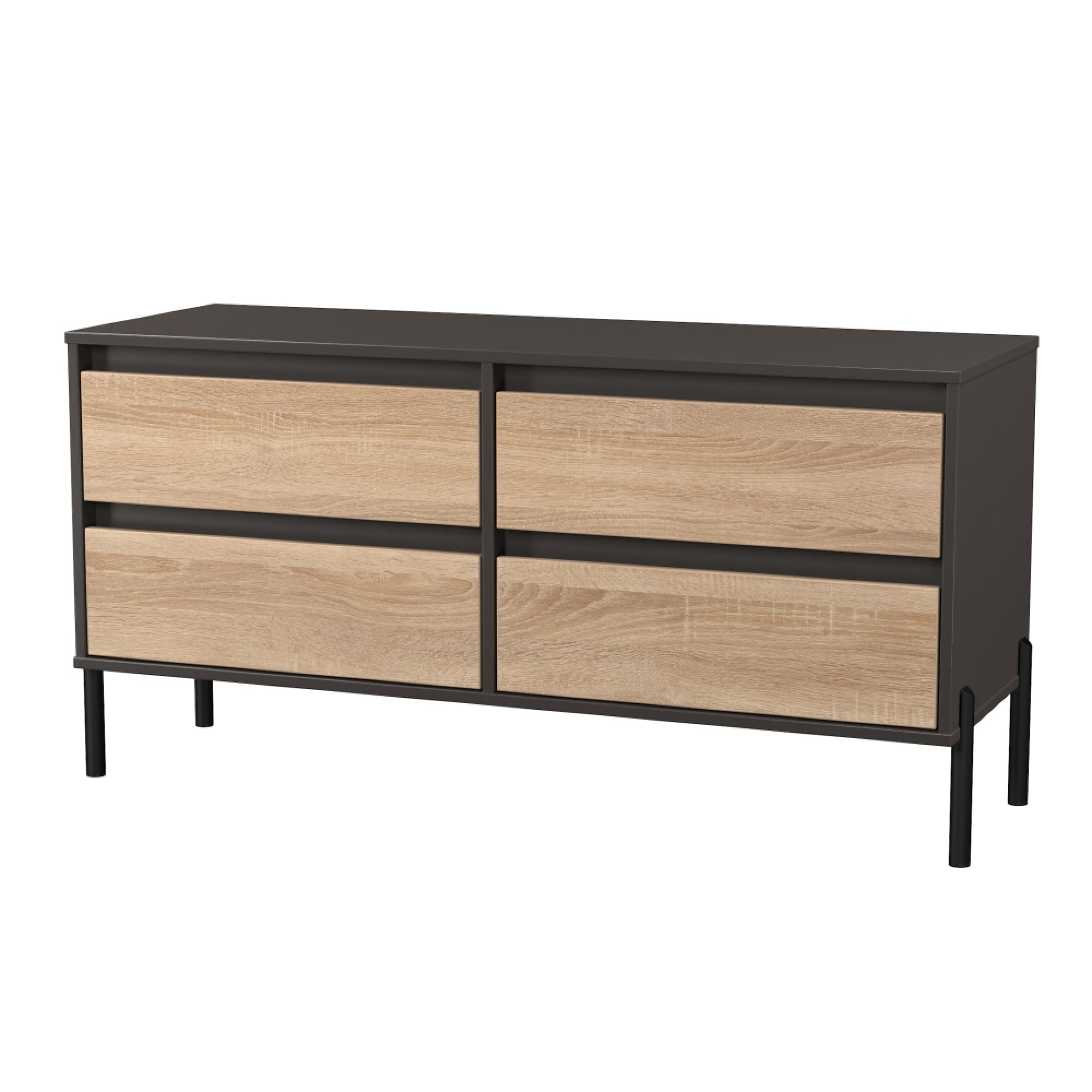 Leona Bed Box - 4 Drawer - Bardolino Oak and Graphite