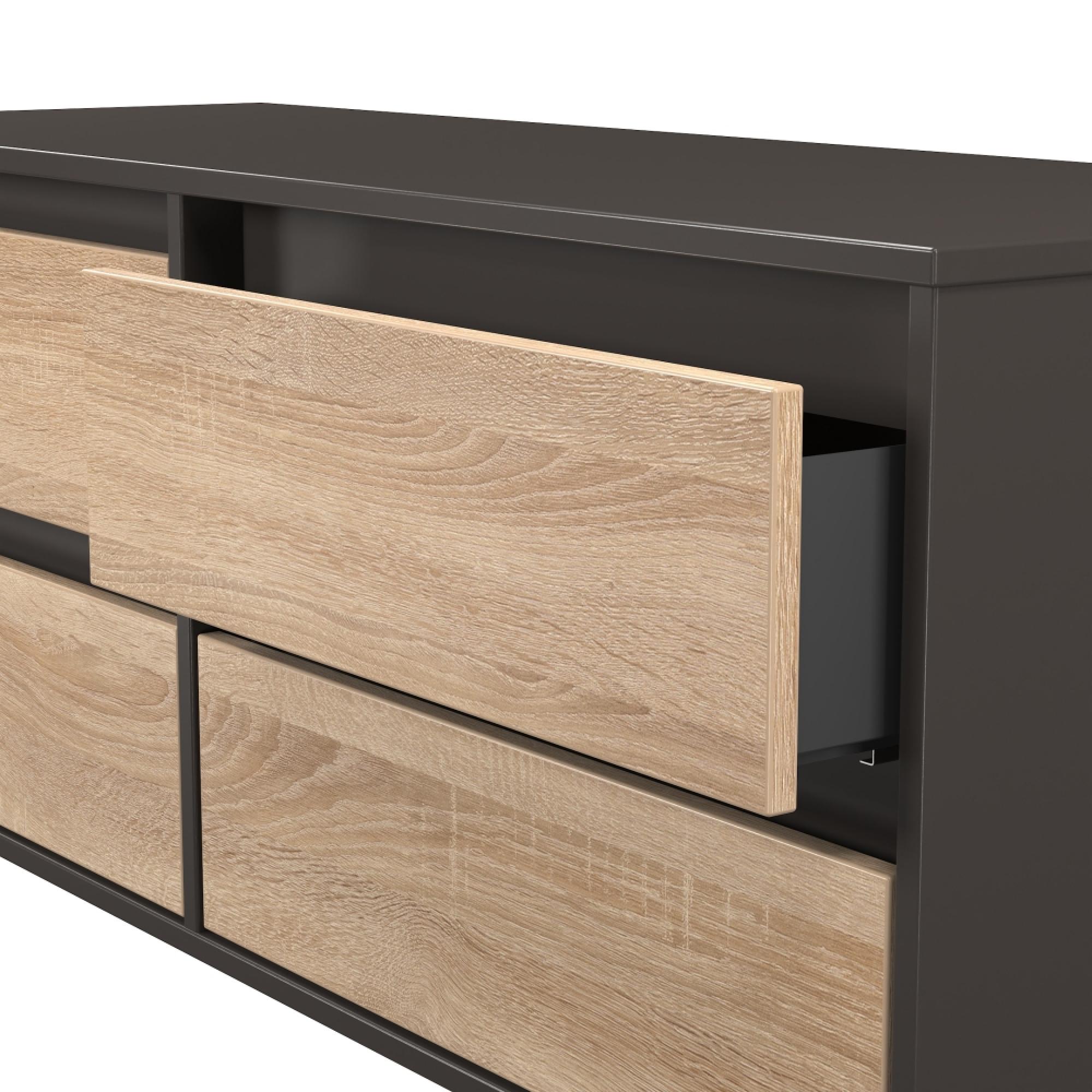 Leona Bed Box - 4 Drawer - Bardolino Oak and Graphite