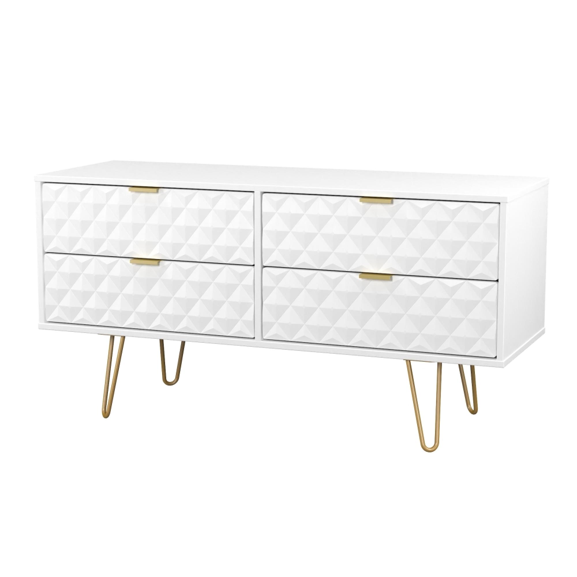 Harlequin Bed Box - 4 Drawer - with Hairpin Legs - White Matt