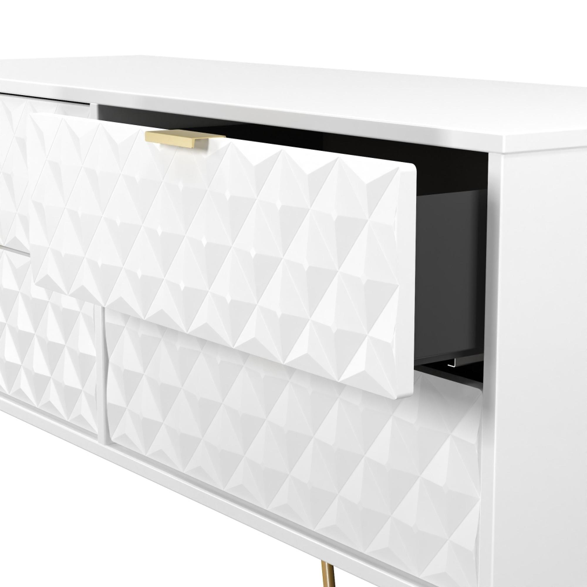 Harlequin Bed Box - 4 Drawer - with Hairpin Legs - White Matt