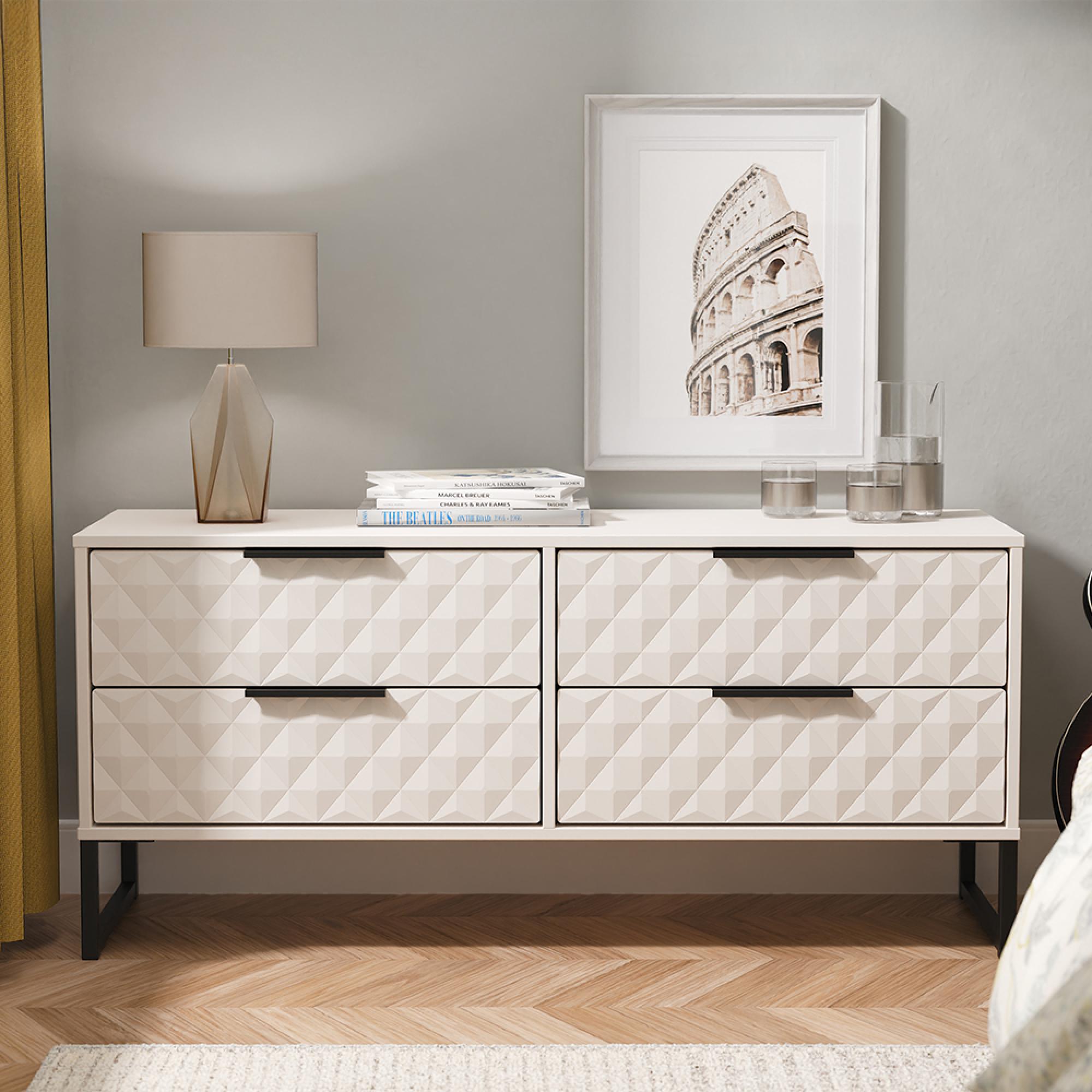 Harlequin Bed Box - 4 Drawer - with Hairpin Legs - Kashmir Matt