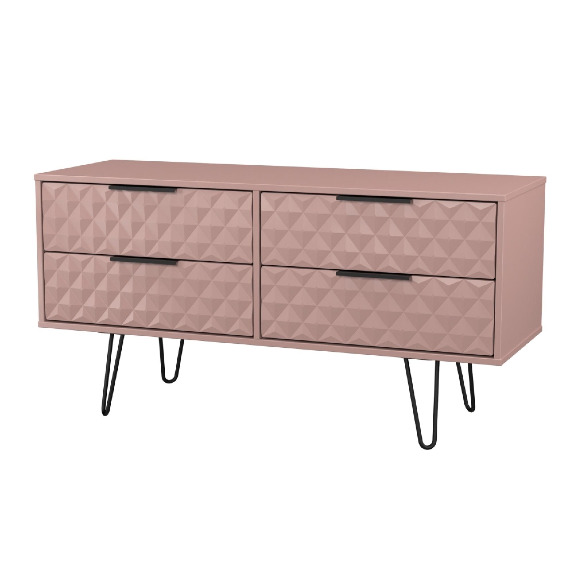 Harlequin Bed Box - 4 Drawer - with Hairpin Legs - Kobe Pink