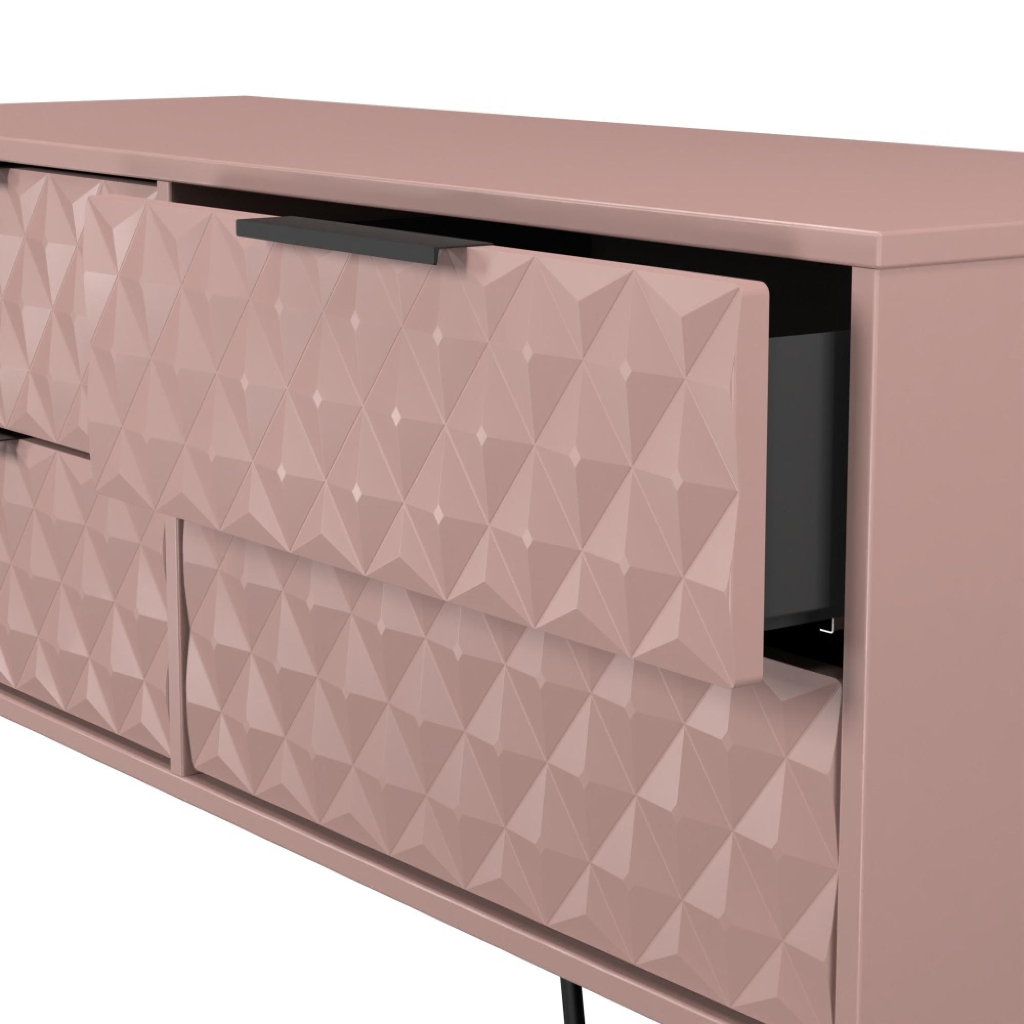 Harlequin Bed Box - 4 Drawer - with Hairpin Legs - Kobe Pink