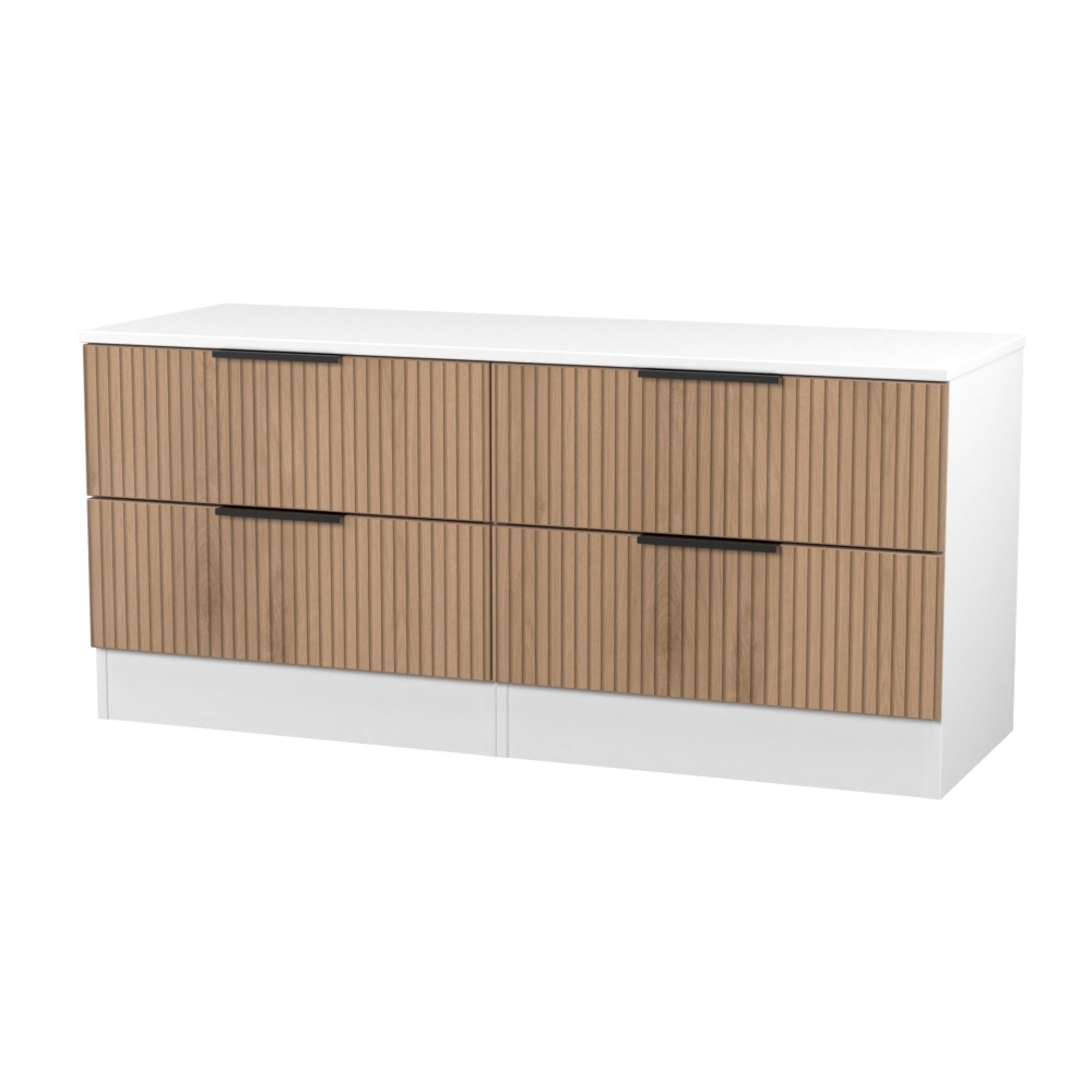 Java Fluted Bed Box - 4 Drawer - Natural and White