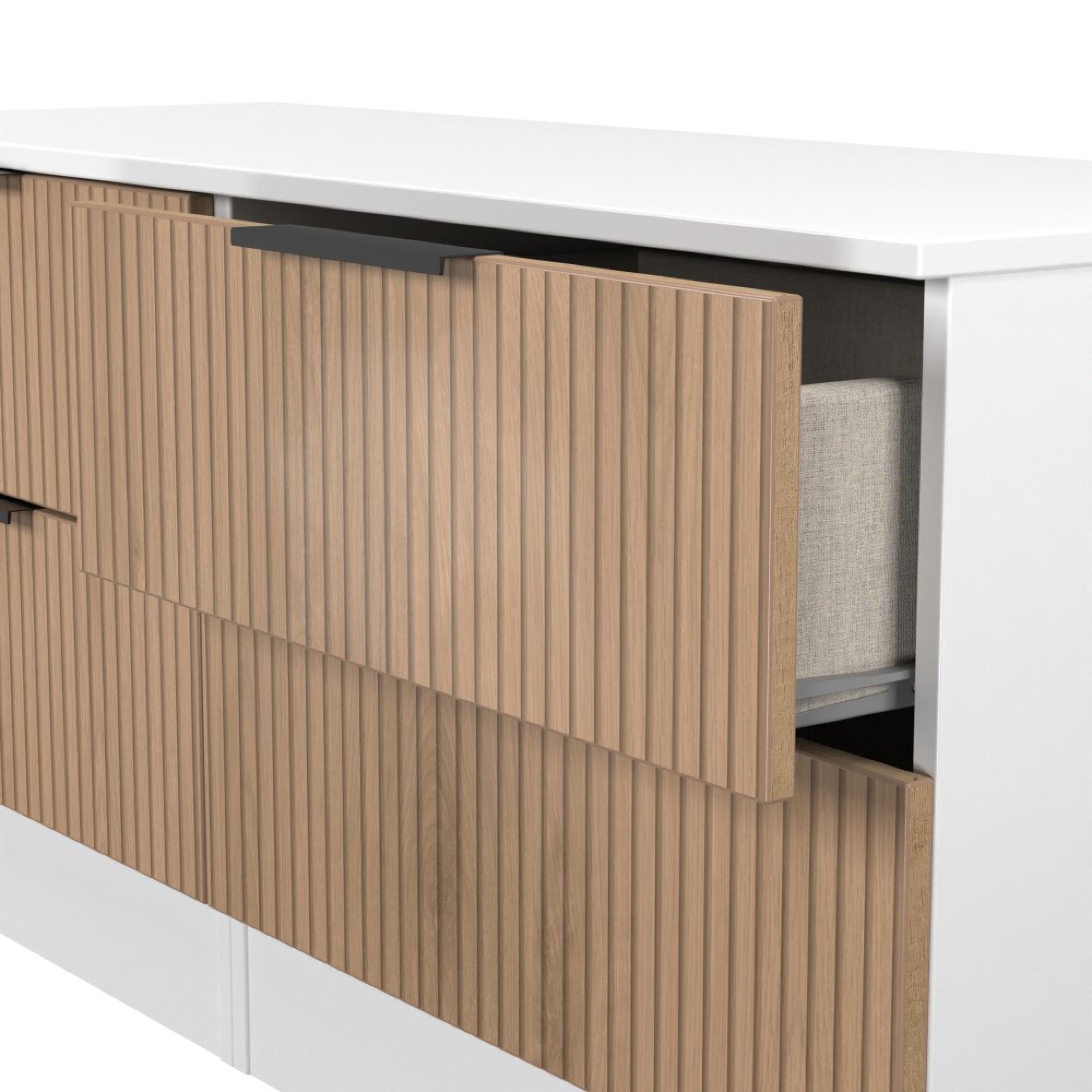 Java Fluted Bed Box - 4 Drawer - Natural and White