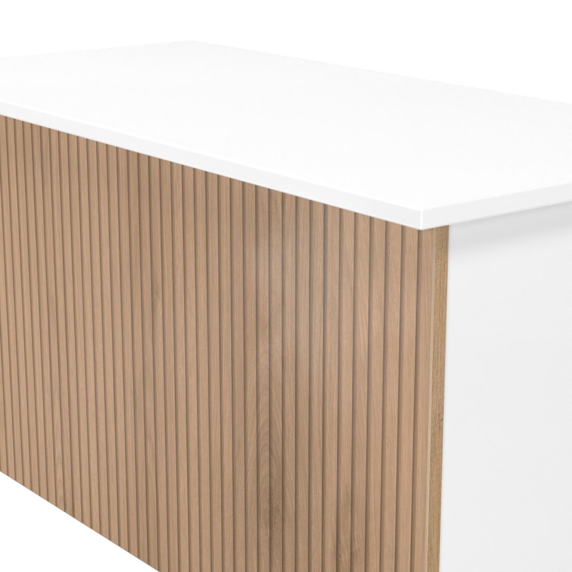 Java Fluted Blanket Box - 1 Door - Natural and White