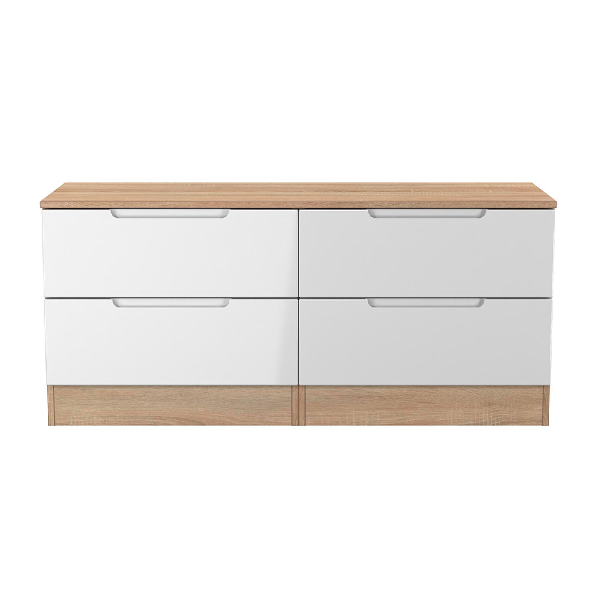 Milan Bed Box - White Gloss and Oak