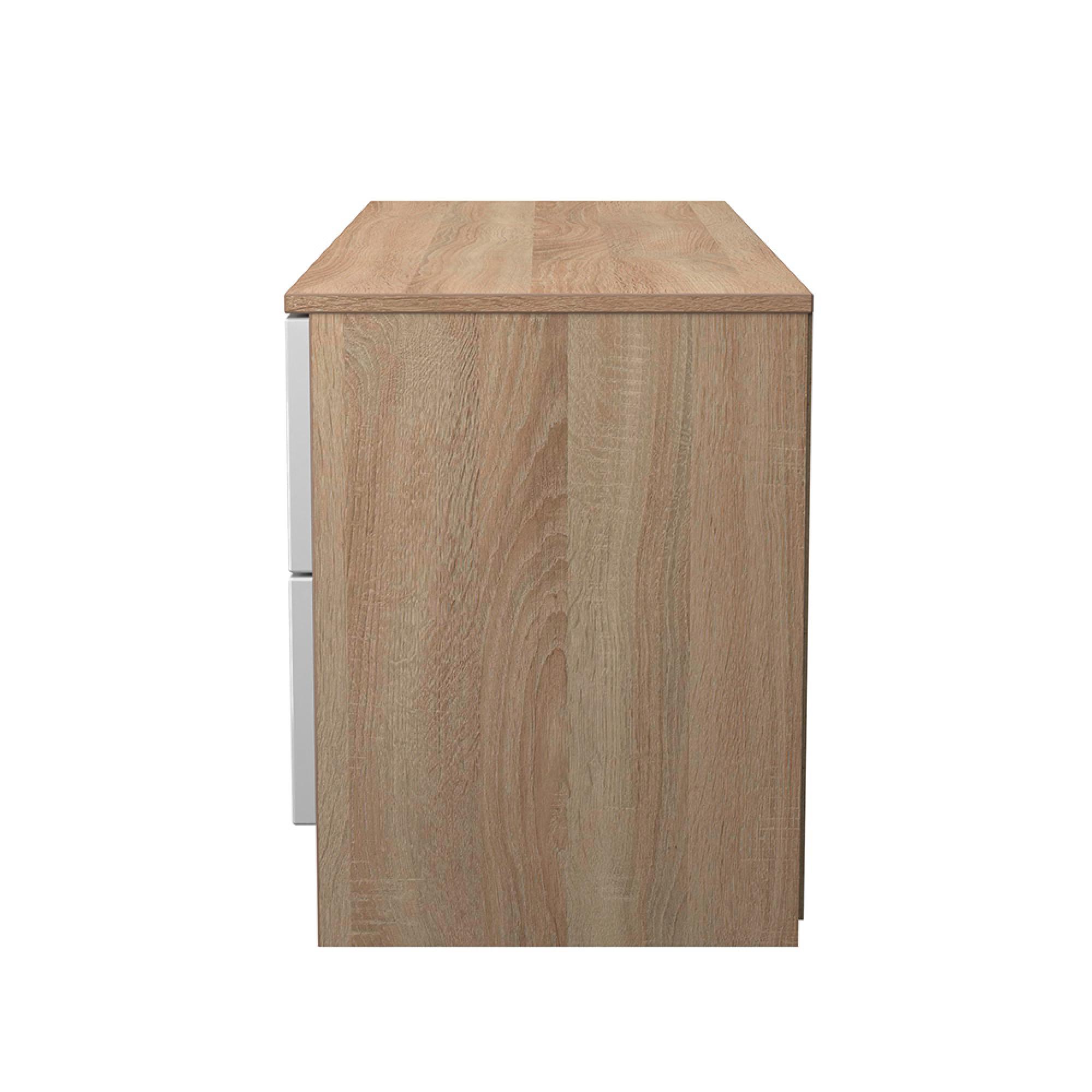 Milan Bed Box - White Gloss and Oak