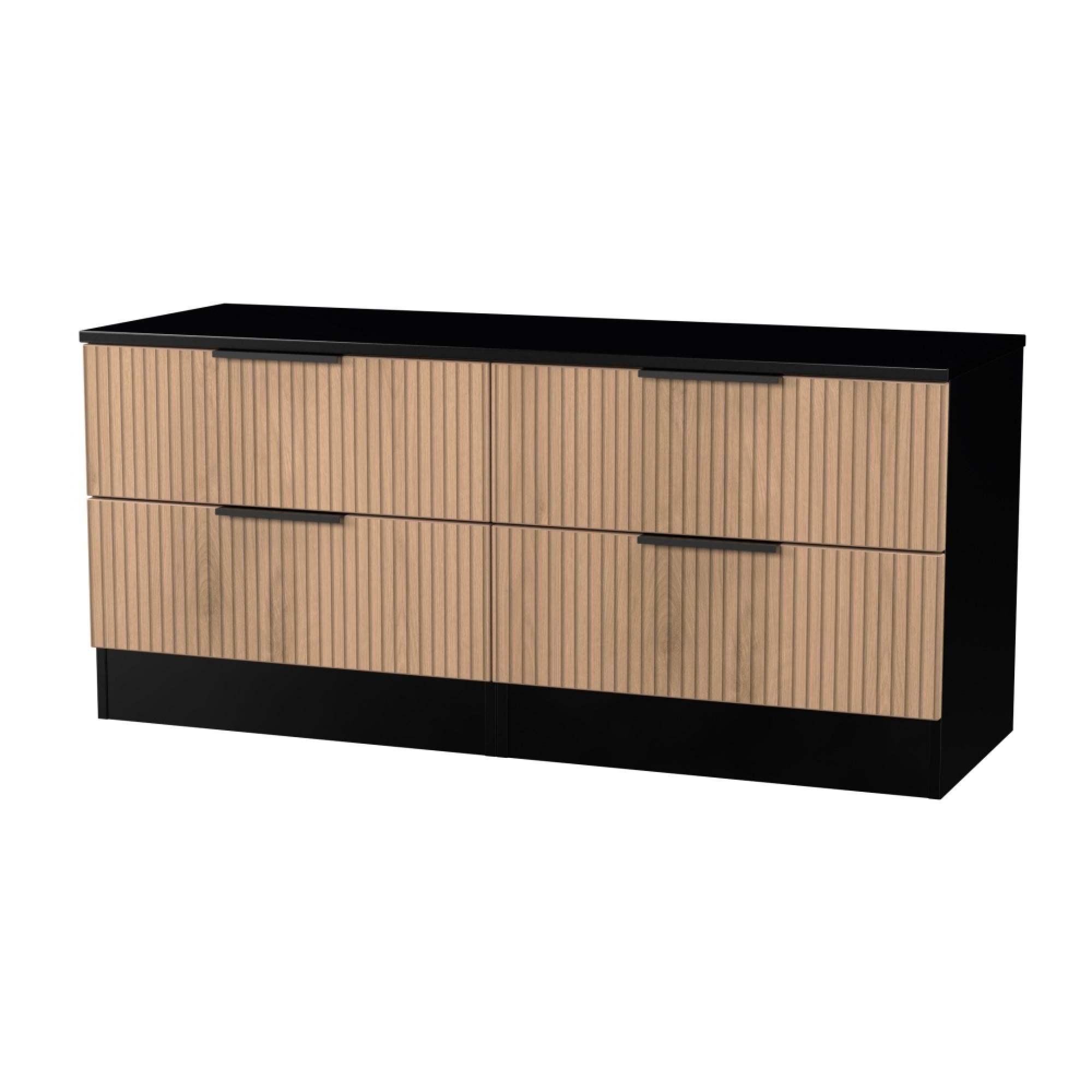 Java Fluted Bed Box - 4 Drawer - Natural and Black