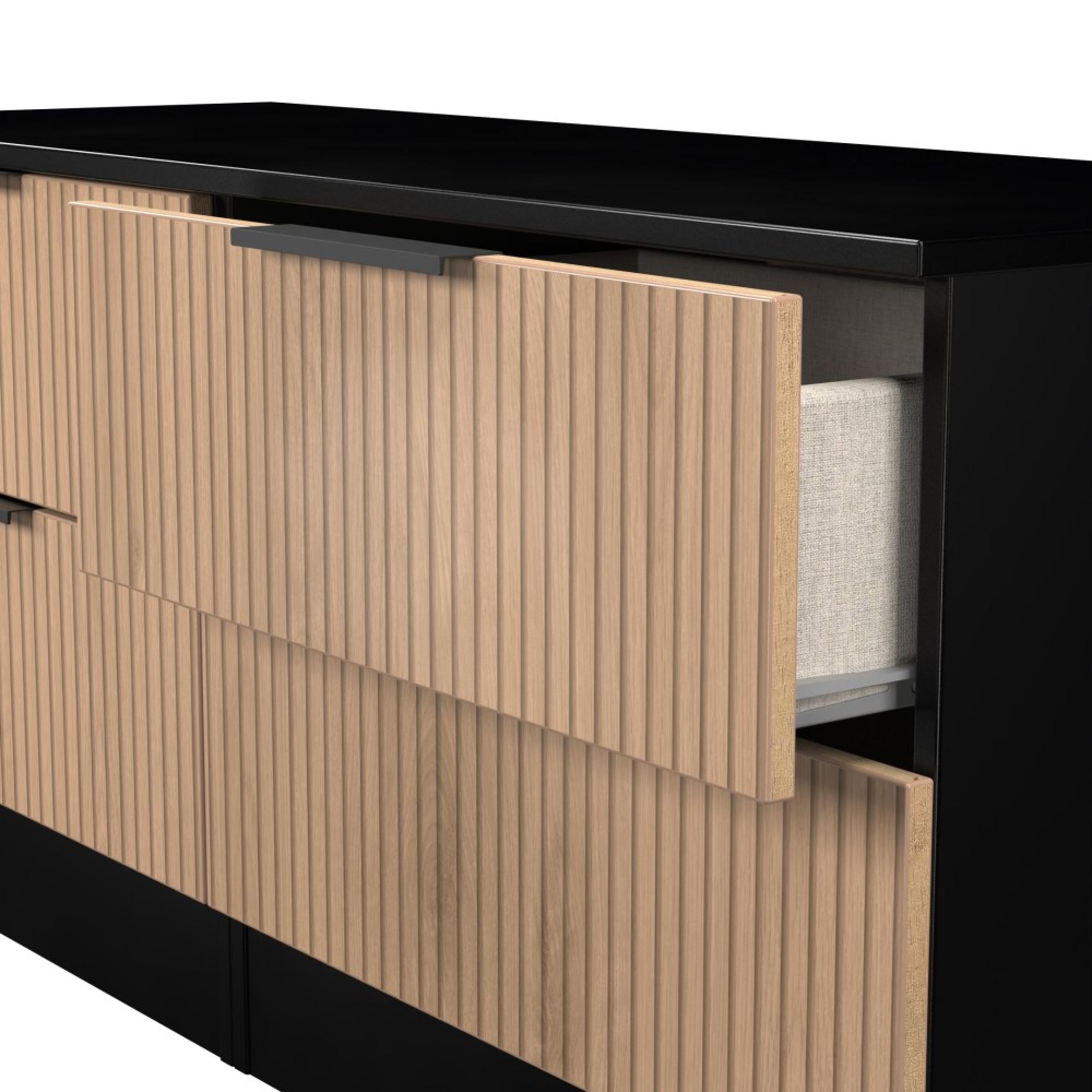 Java Fluted Bed Box - 4 Drawer - Natural and Black