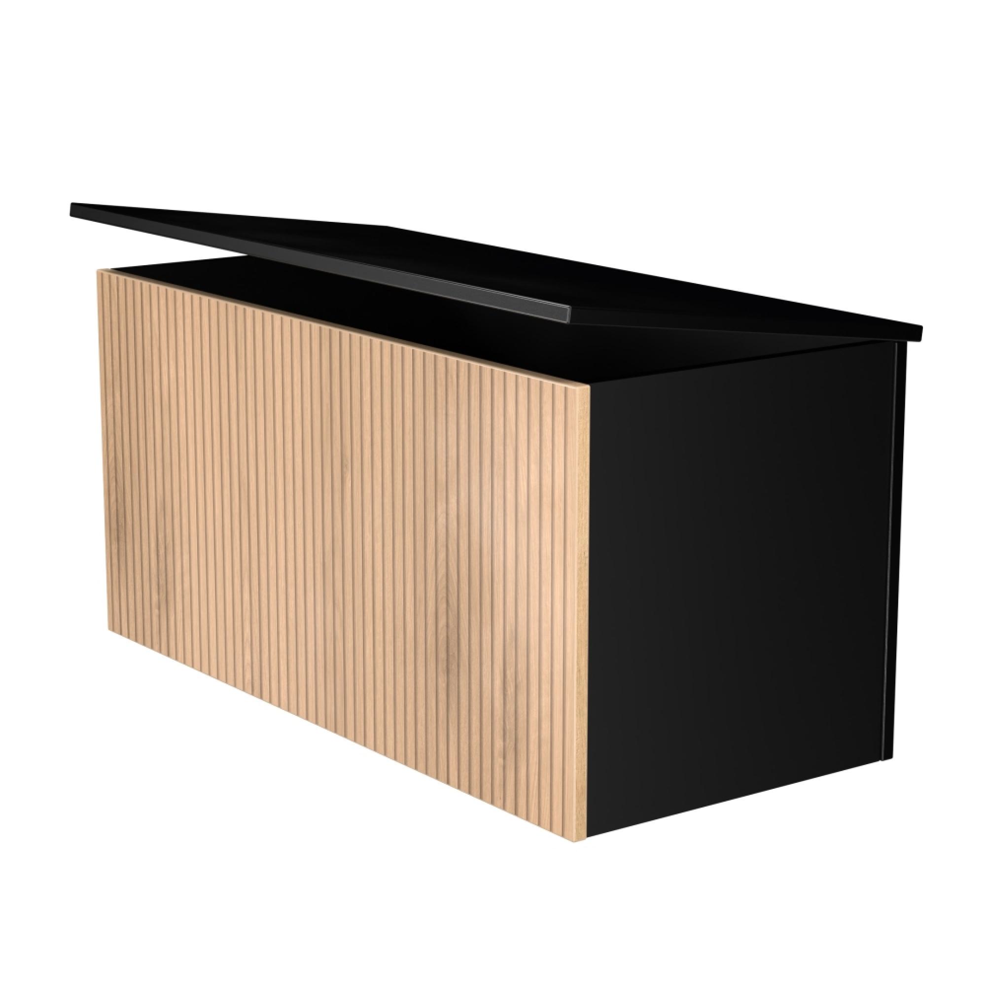 Java Fluted Blanket Box - 1 Door - Natural and Black