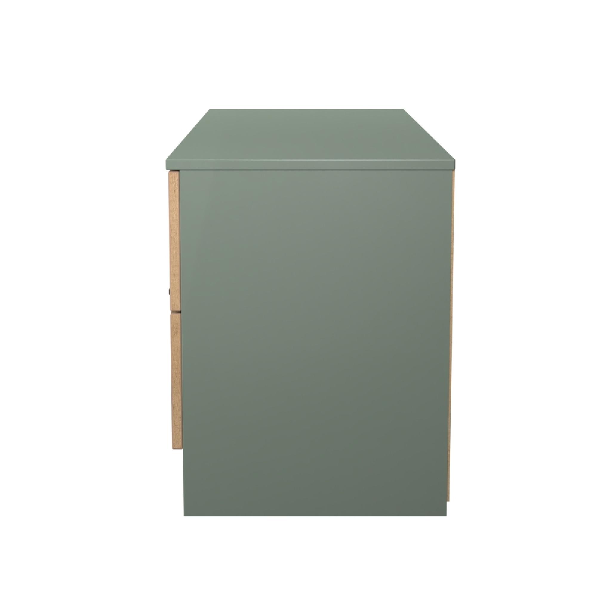Java Fluted Bed Box - 4 Drawer - Natural and Reed Green