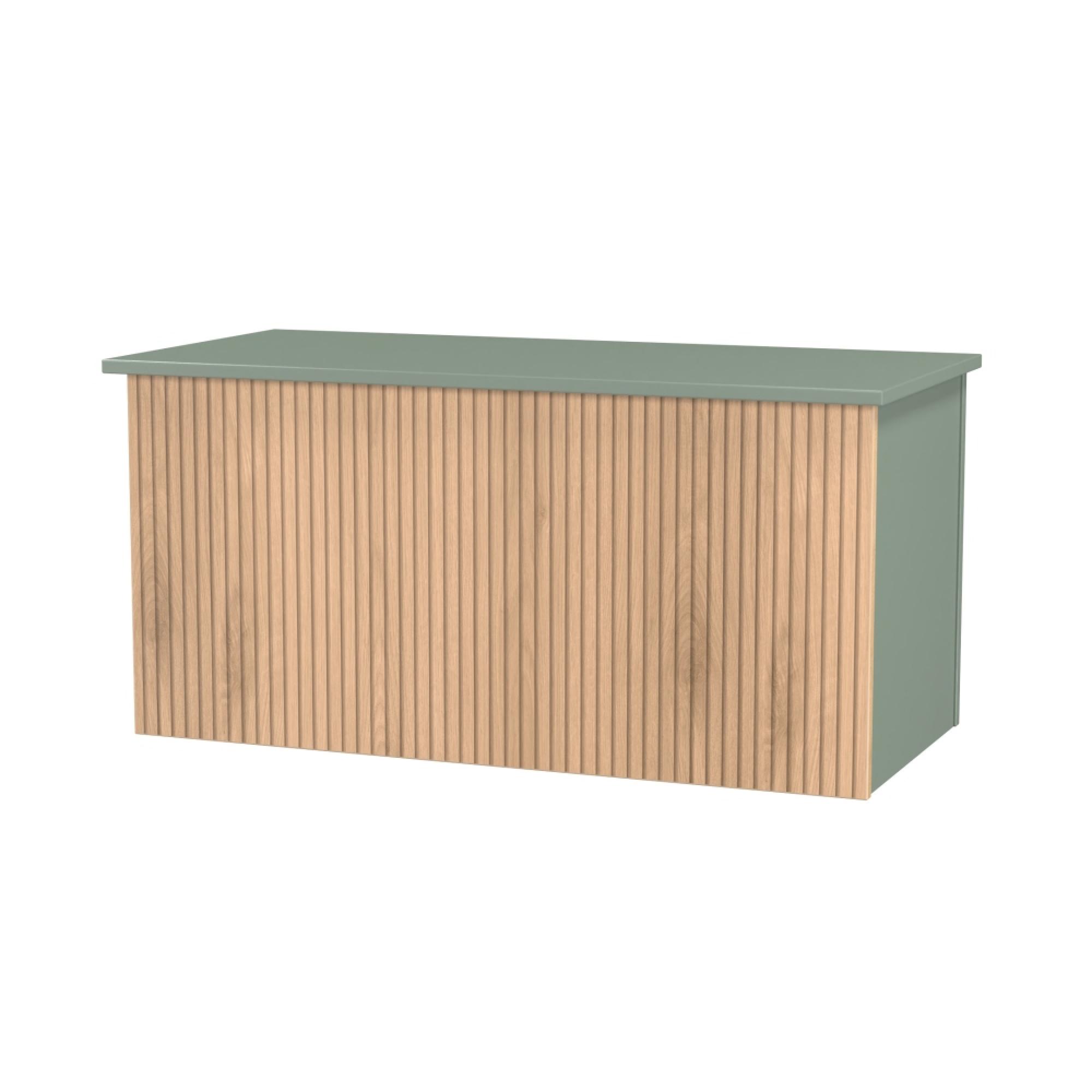 Java Fluted Blanket Box - 1 Door - Natural and Reed Green
