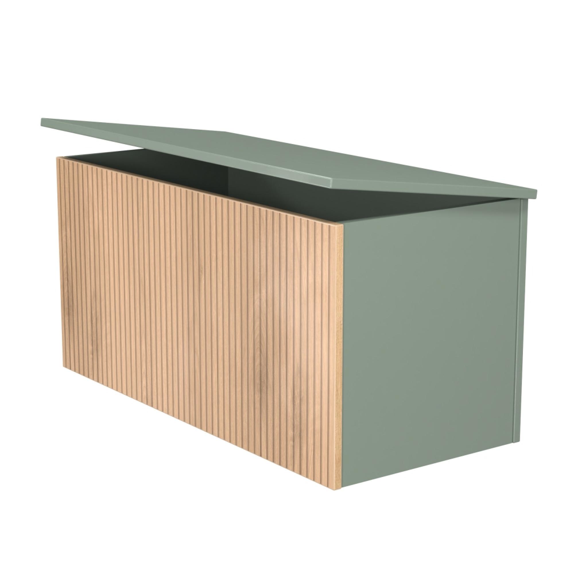Java Fluted Blanket Box - 1 Door - Natural and Reed Green