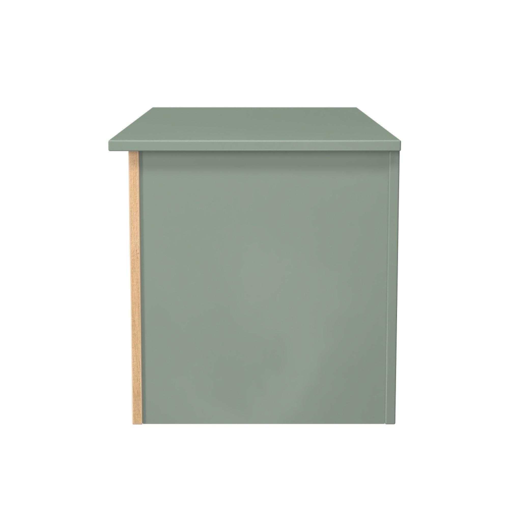 Java Fluted Blanket Box - 1 Door - Natural and Reed Green