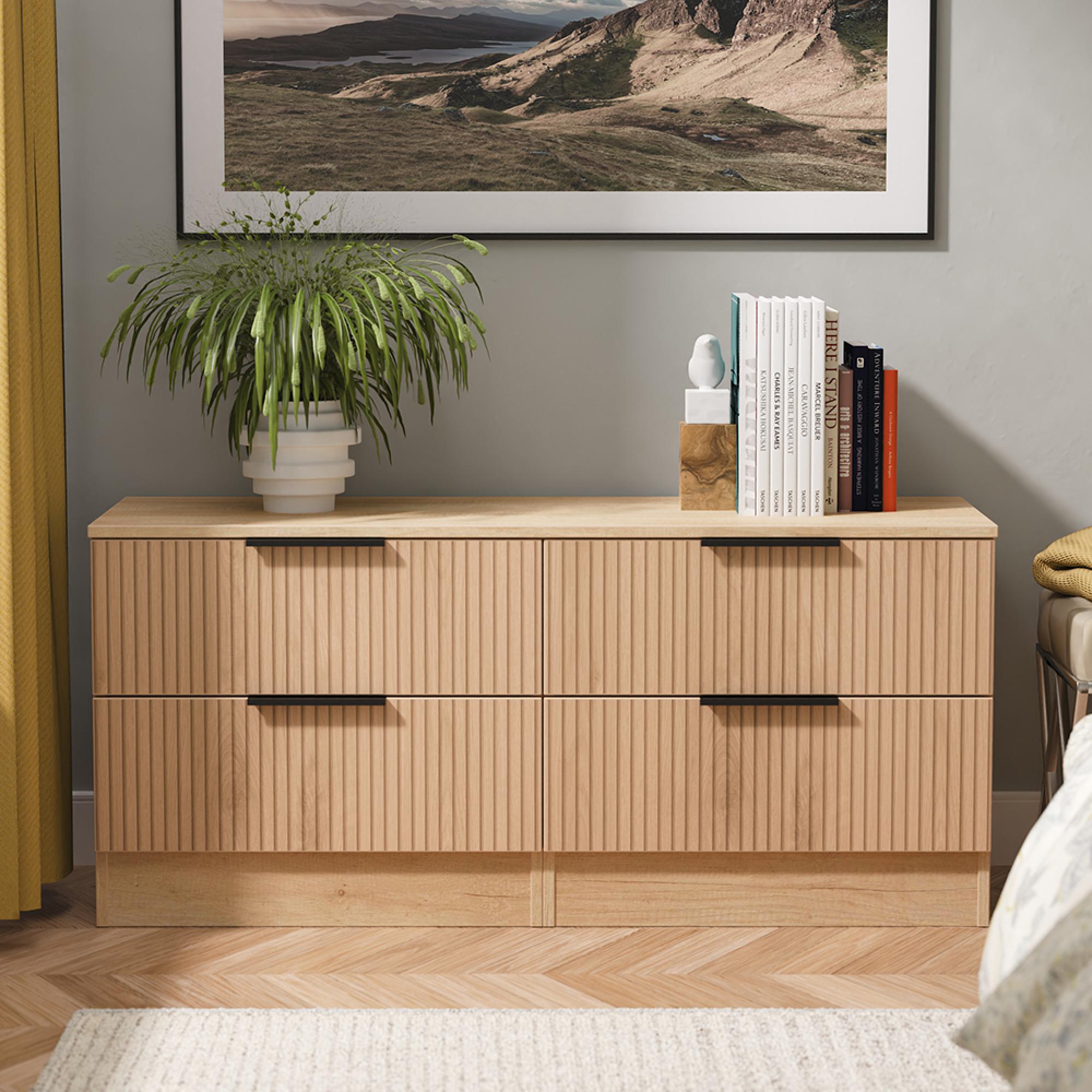 Java Fluted Bed Box - 4 Drawer - Natural and Nebraska
