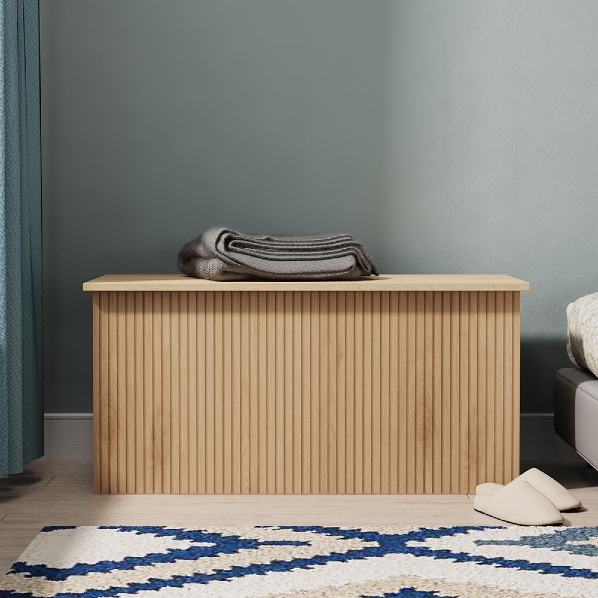 Java Fluted Blanket Box - 1 Door - Natural and Nebraska