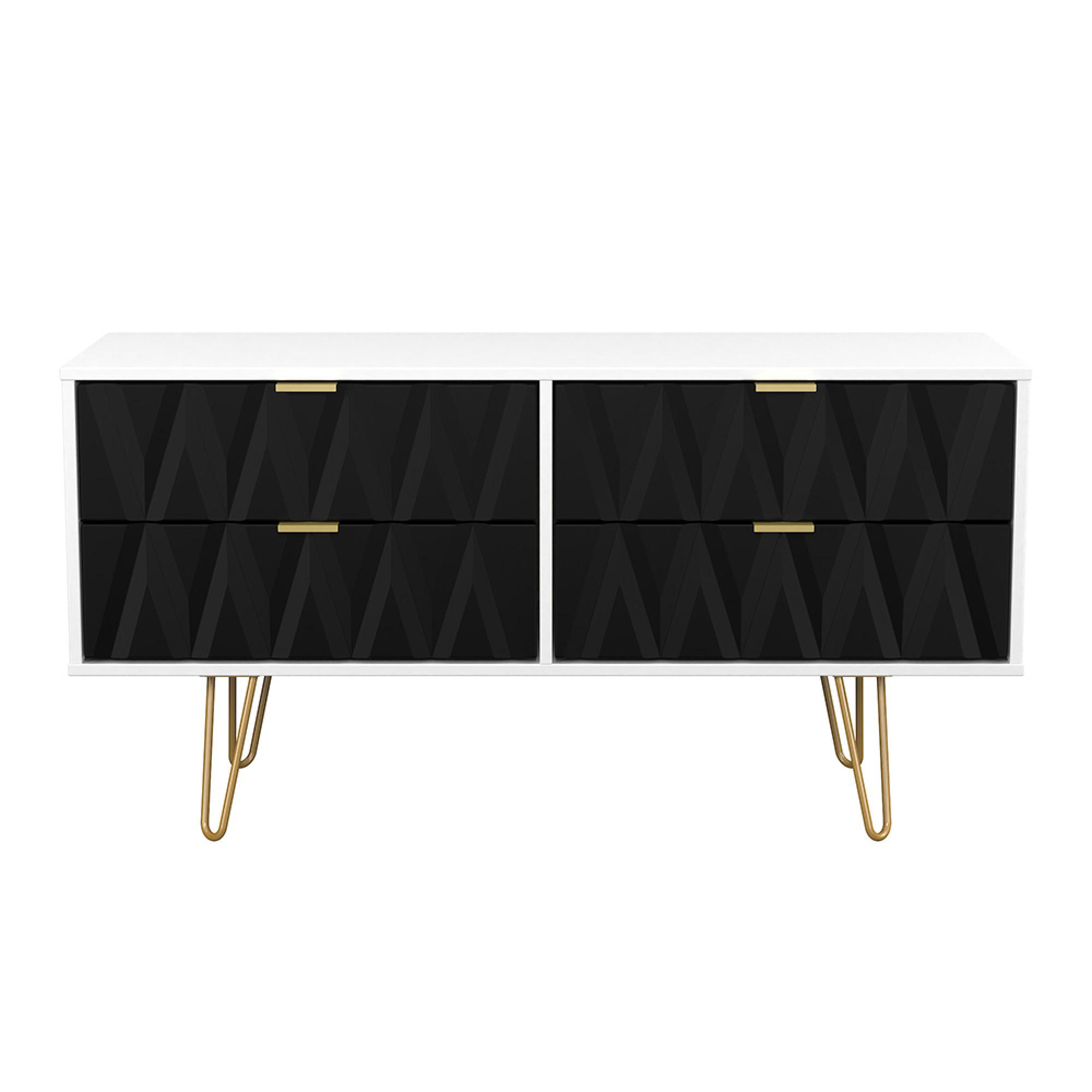 Diamond Bed Box - with Gold Hairpin Legs - Black and White