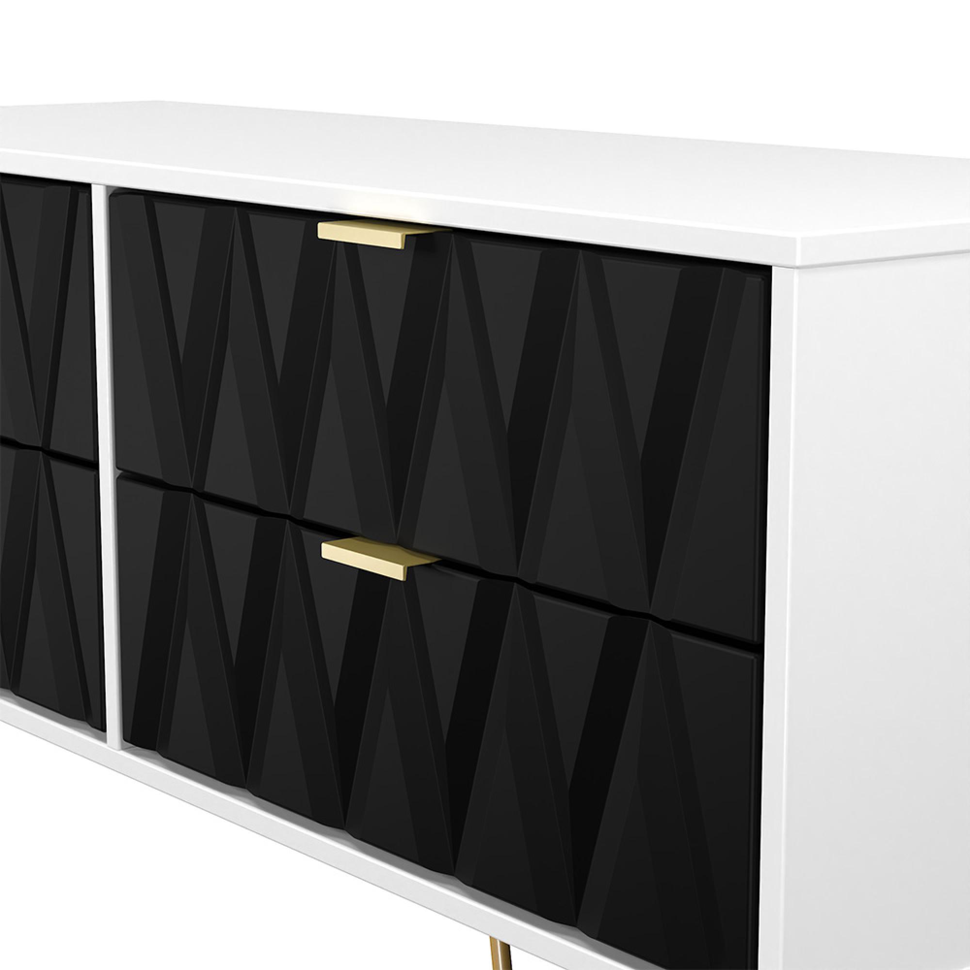 Diamond Bed Box - with Gold Hairpin Legs - Black and White
